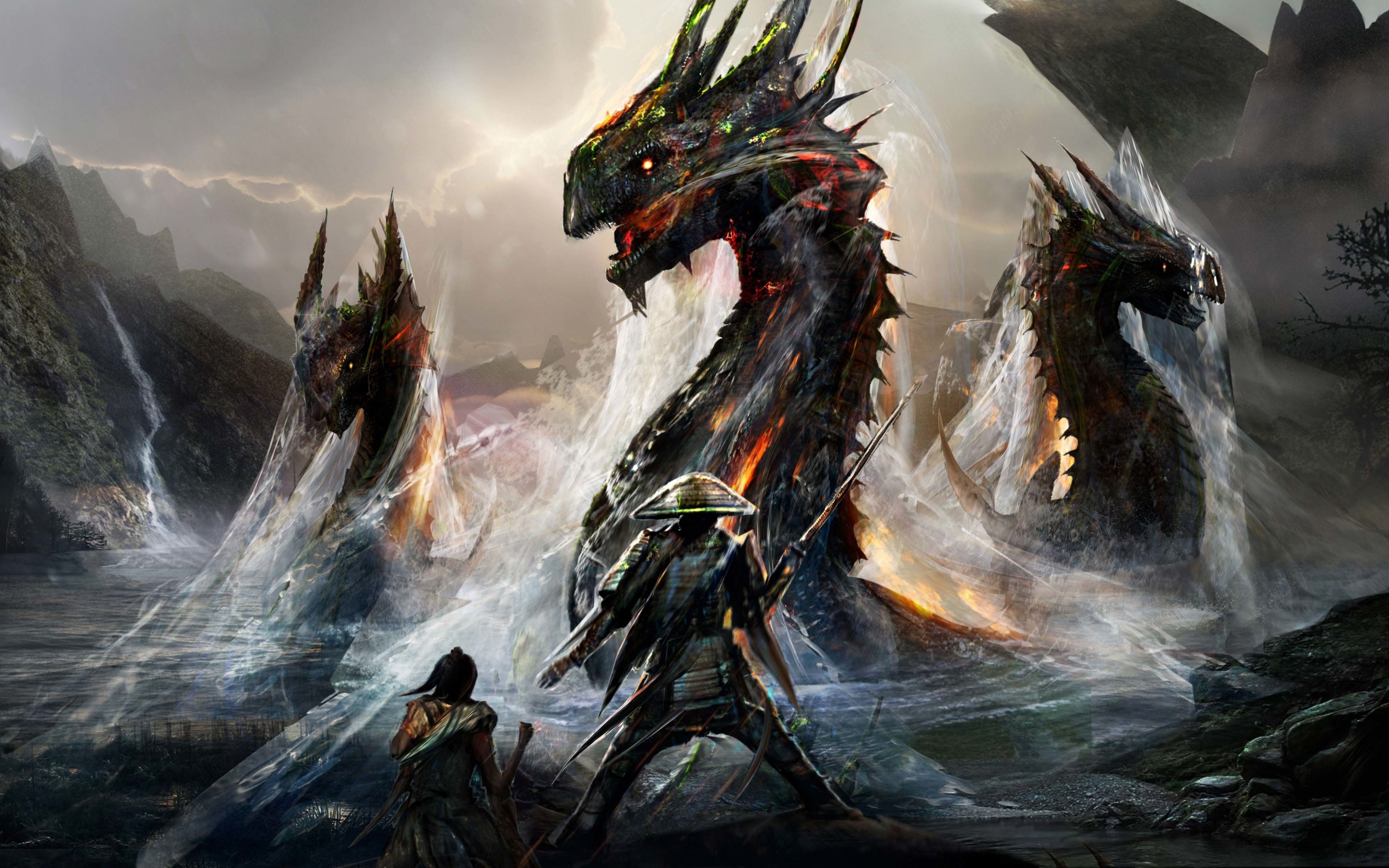 Download wallpaper 3840x2400 dragons