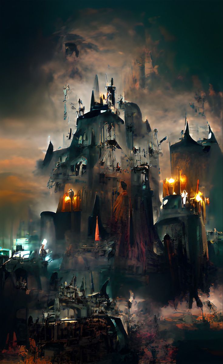 Fantasy land witch demon castle. Dark
