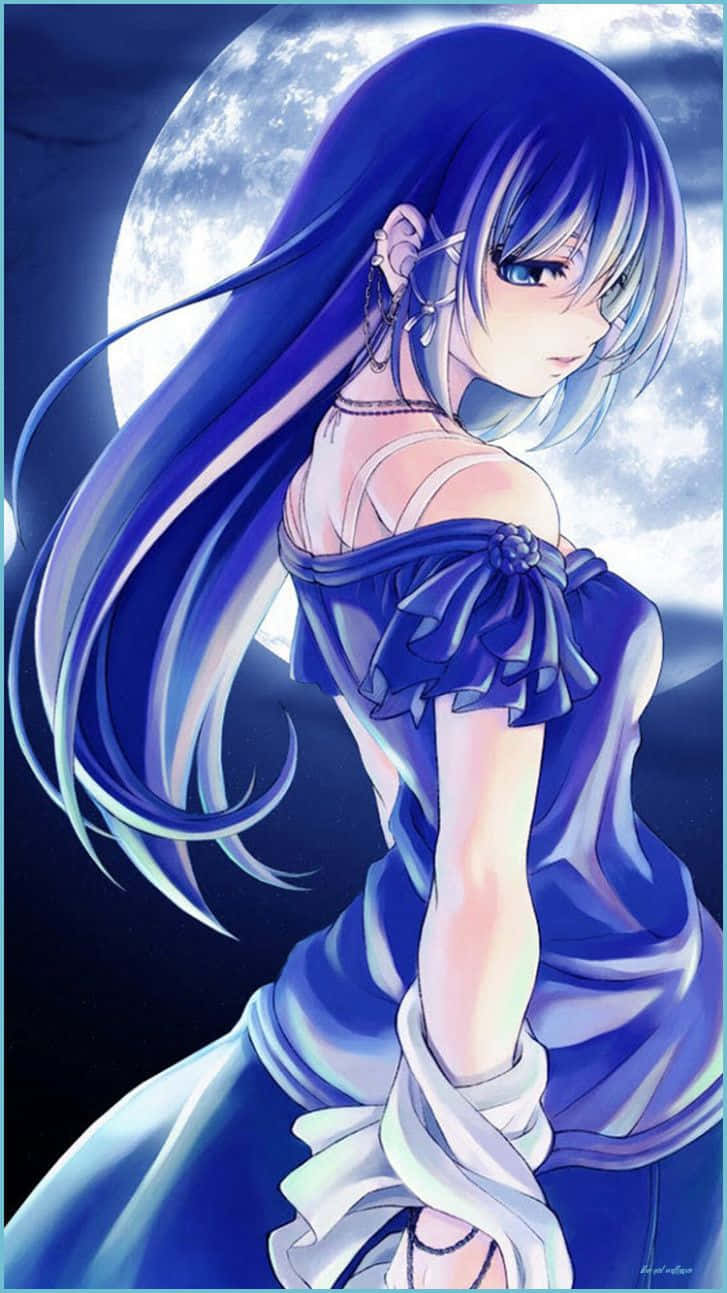 iPhone 12 Anime Blue Girl Wallpaper