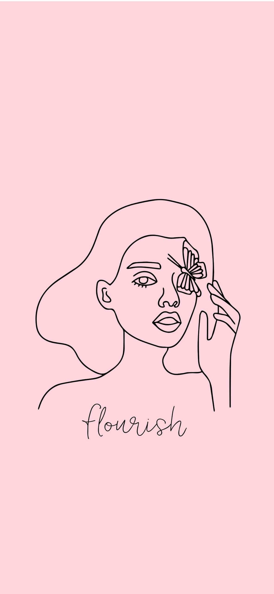 Flourish Line Art iPhone 12 Wallpaper