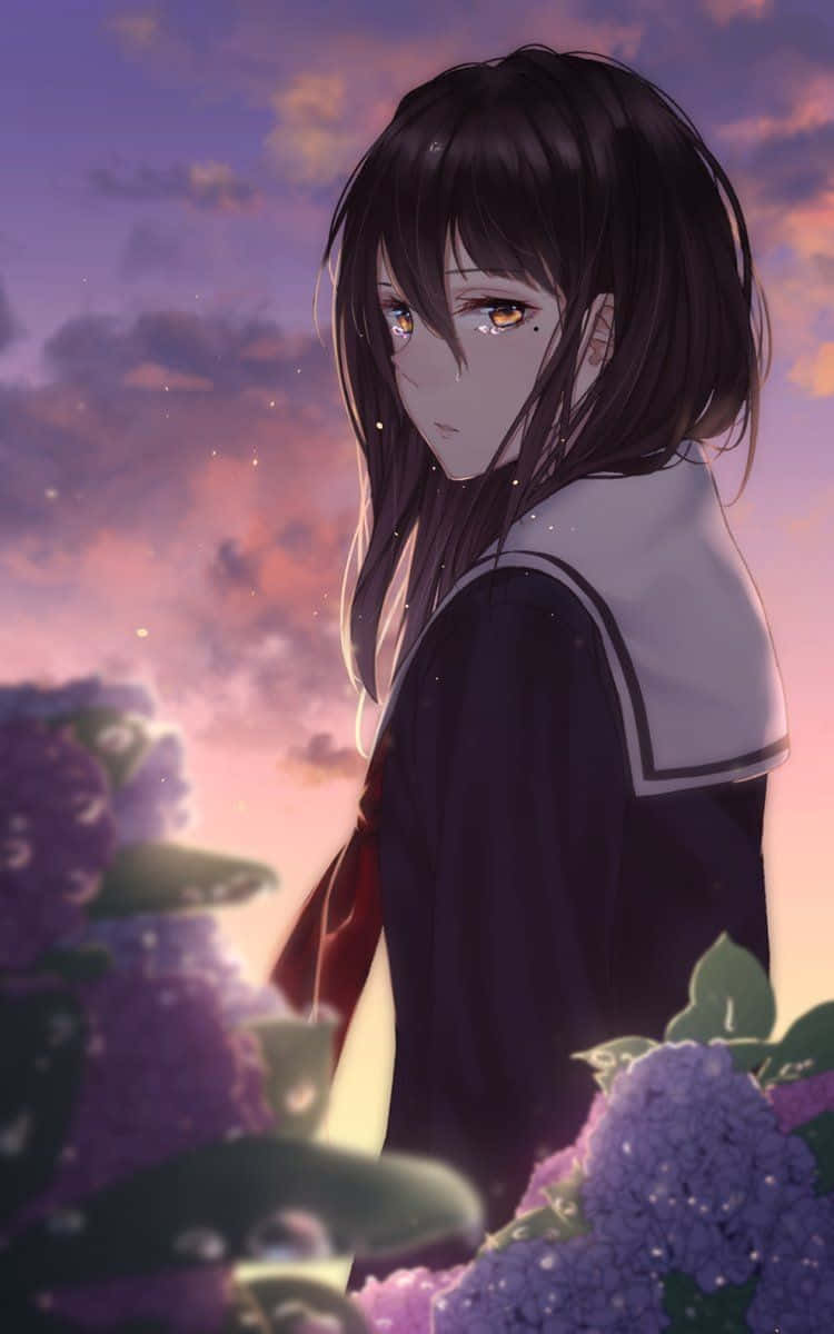 iPhone 12 Anime Sad Girl Wallpaper
