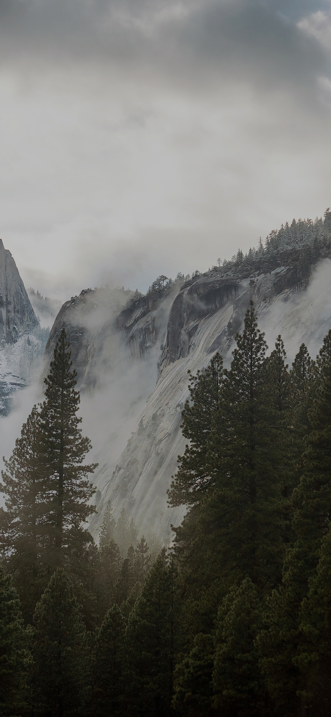 Yosemite Snow Dark Mountain Nature