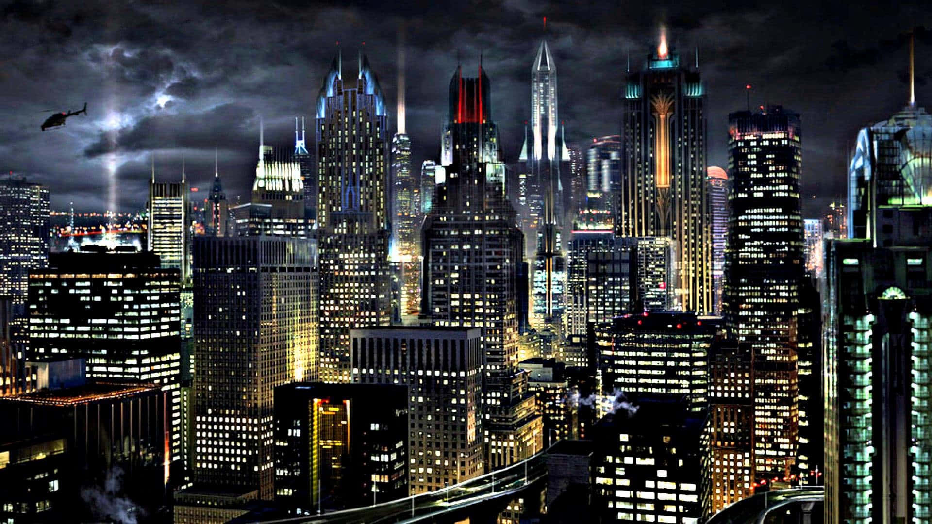 Dramatic Gotham City Skyline at