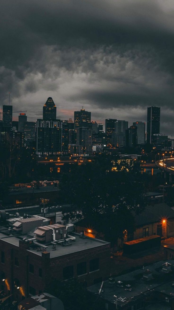 Dark City Sunset iPhone Wallpaper