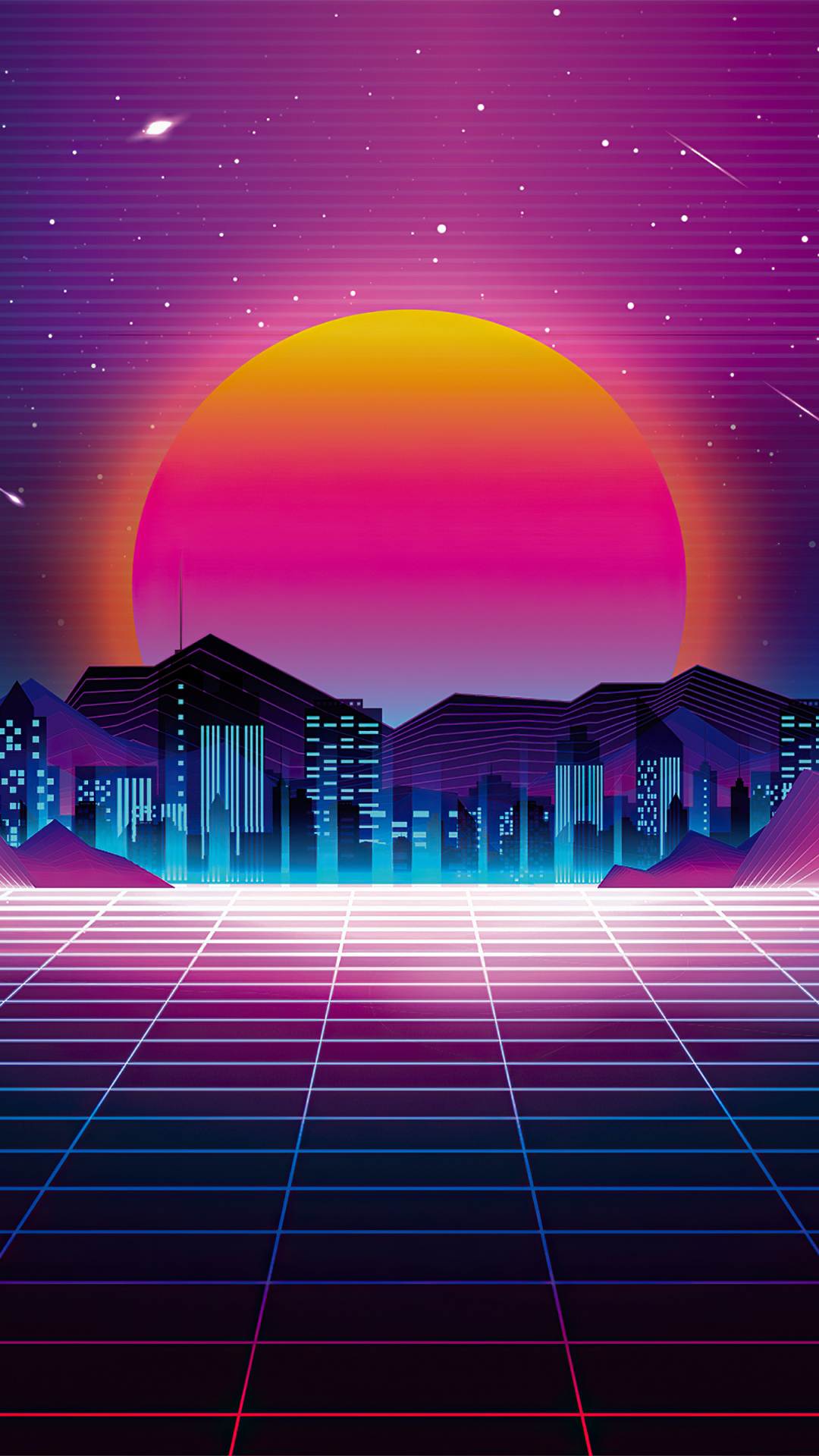 Download wallpaper 1080x1920 retro city