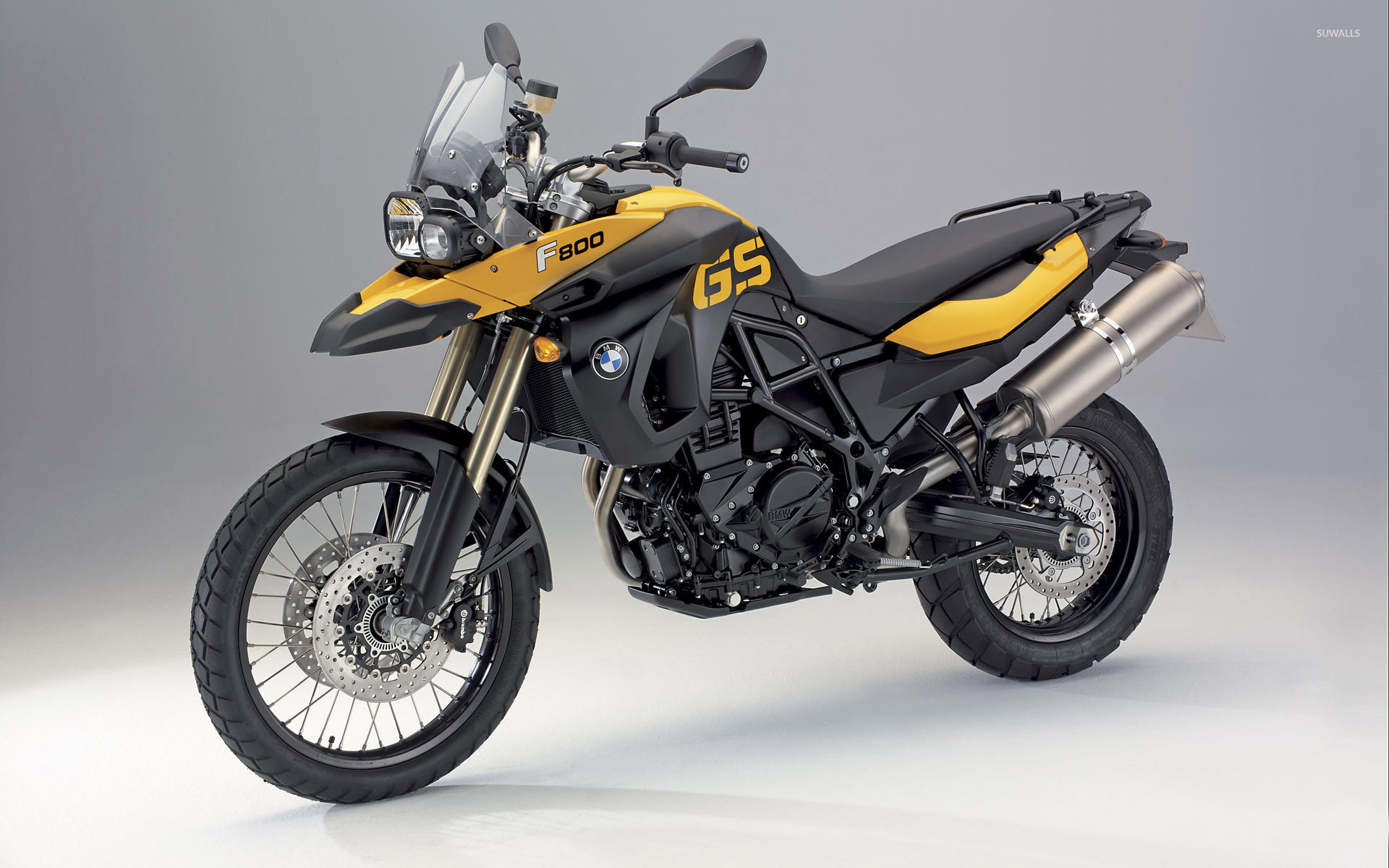 Yellow BMW F650GS side view wallpaper