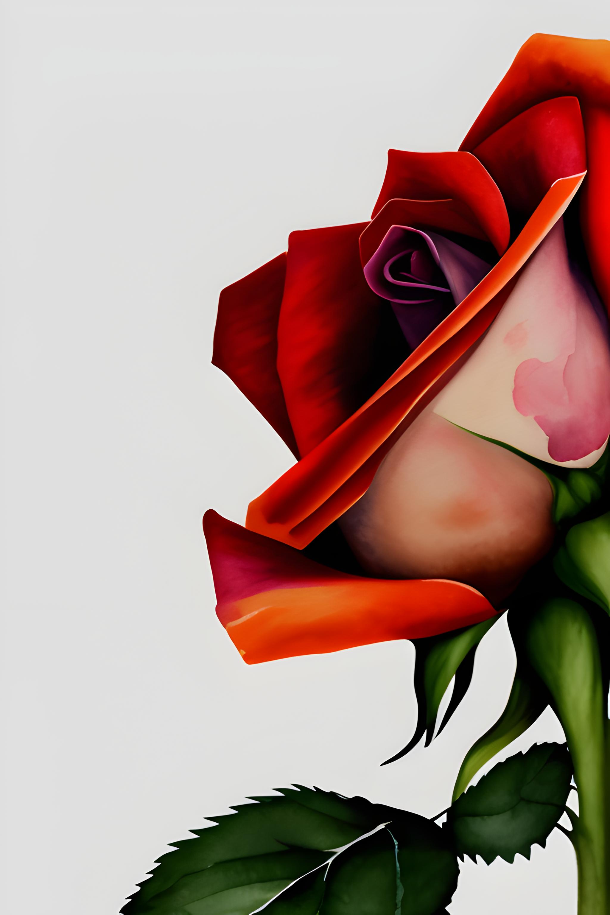 Realistic watercolor painting rose