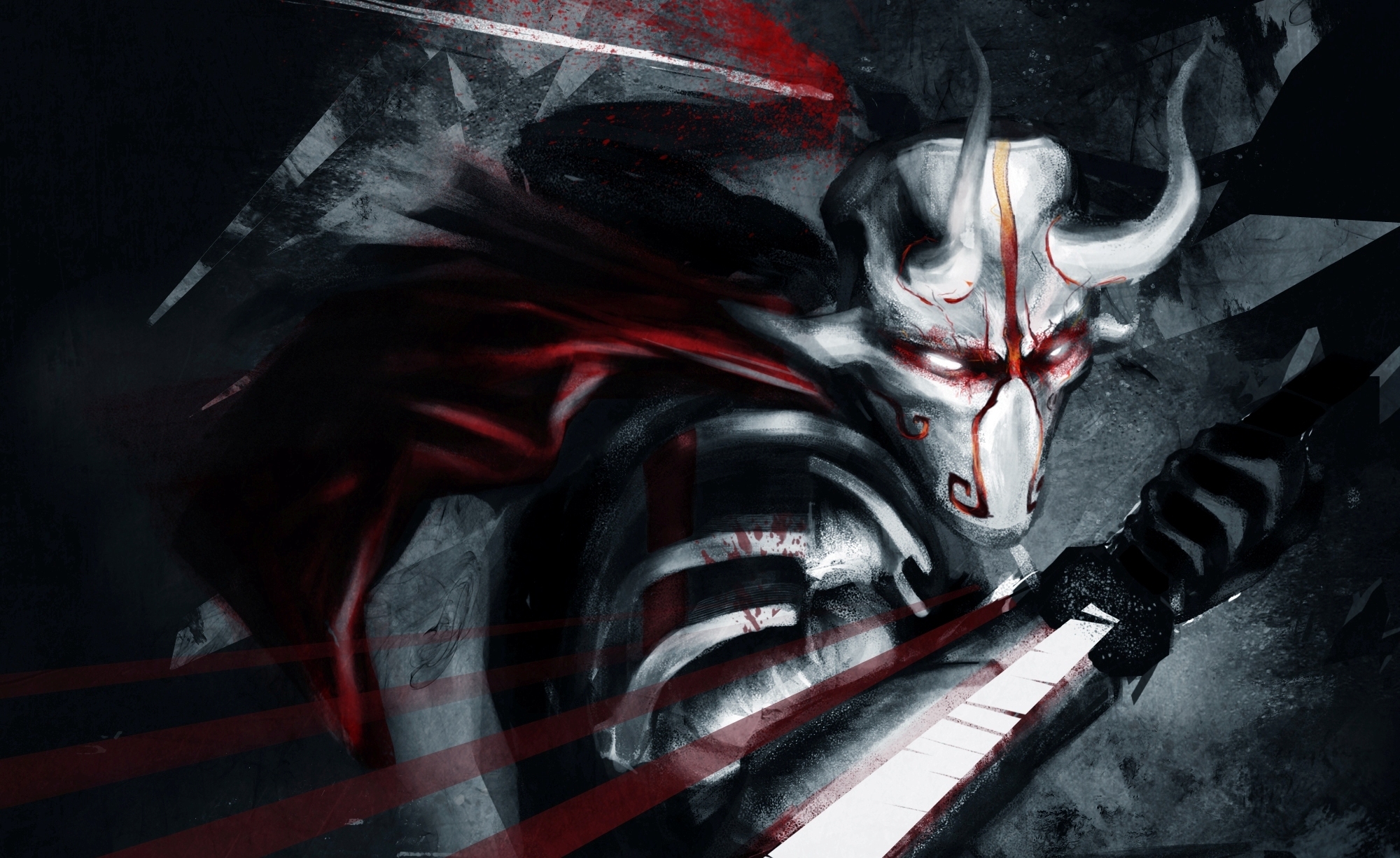 Wallpaper blood, sword, mask, art