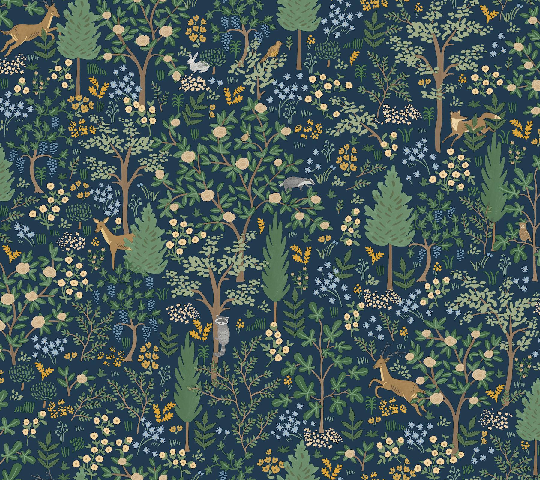 Rifle Paper Co. Woodland Navy Peel and Stick Wallpaper