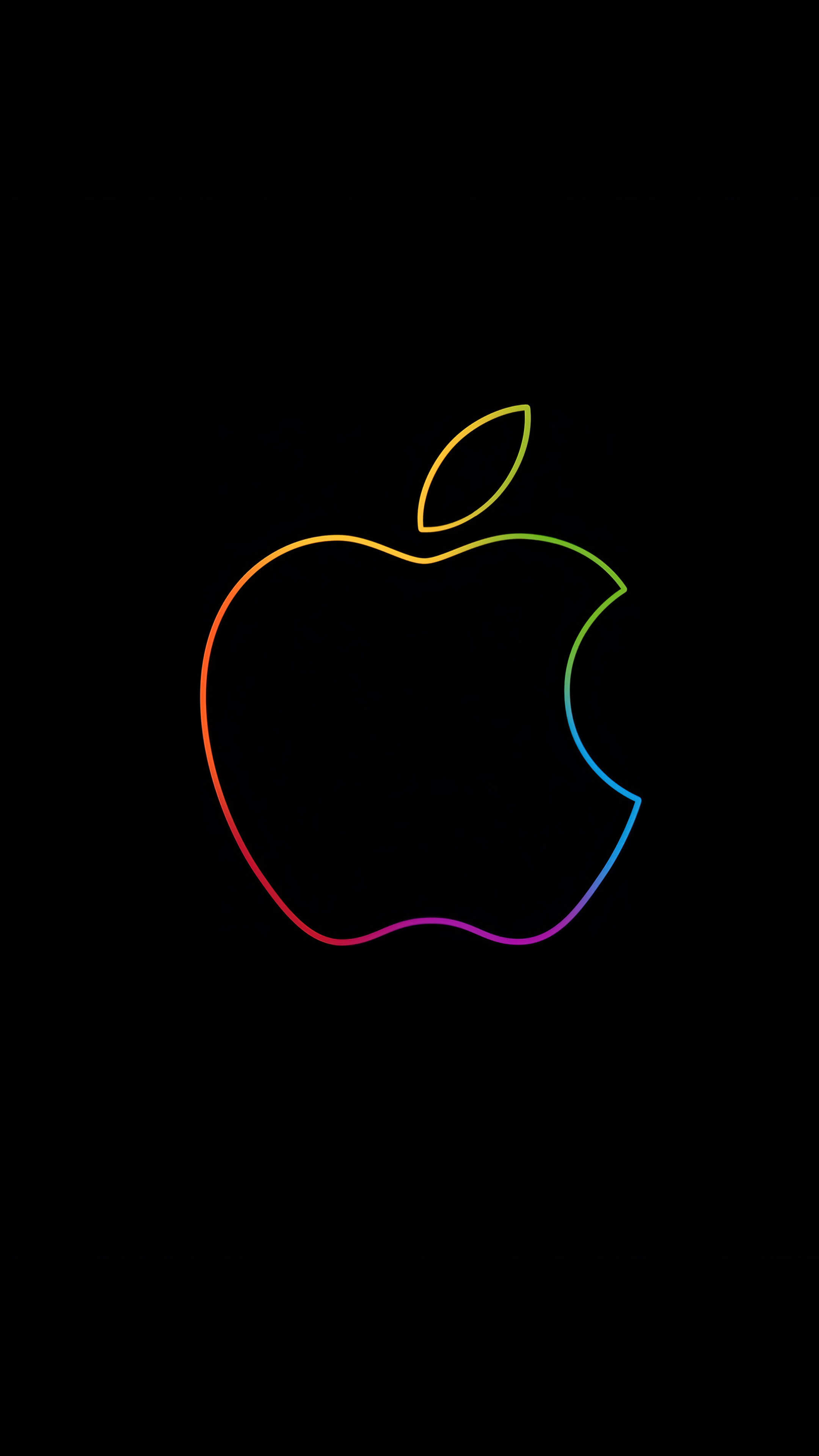 Apple Logo Neon Dark Background 4K