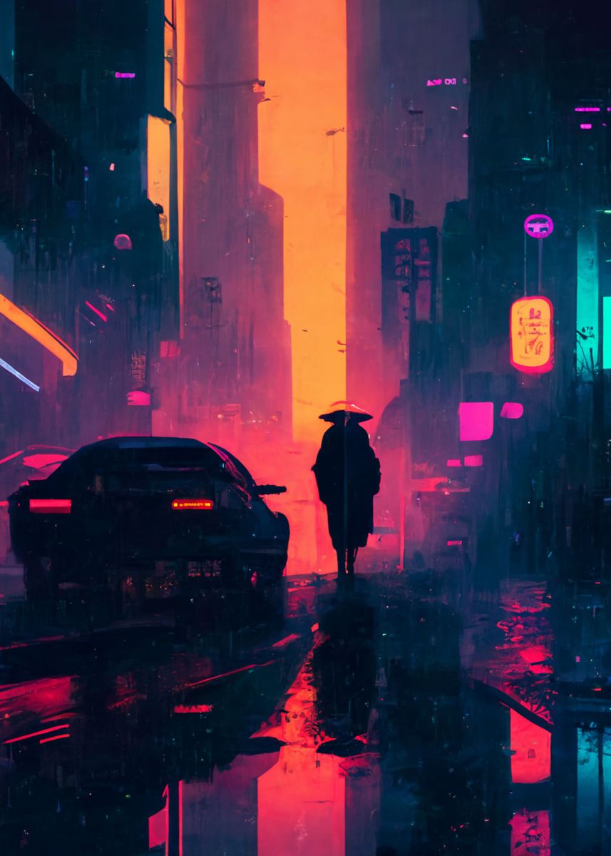 Cyberpunk City' Poster, picture, metal