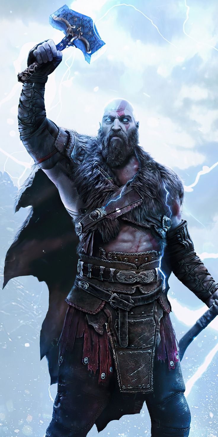 God of war Ragnarok, kratos with hammer