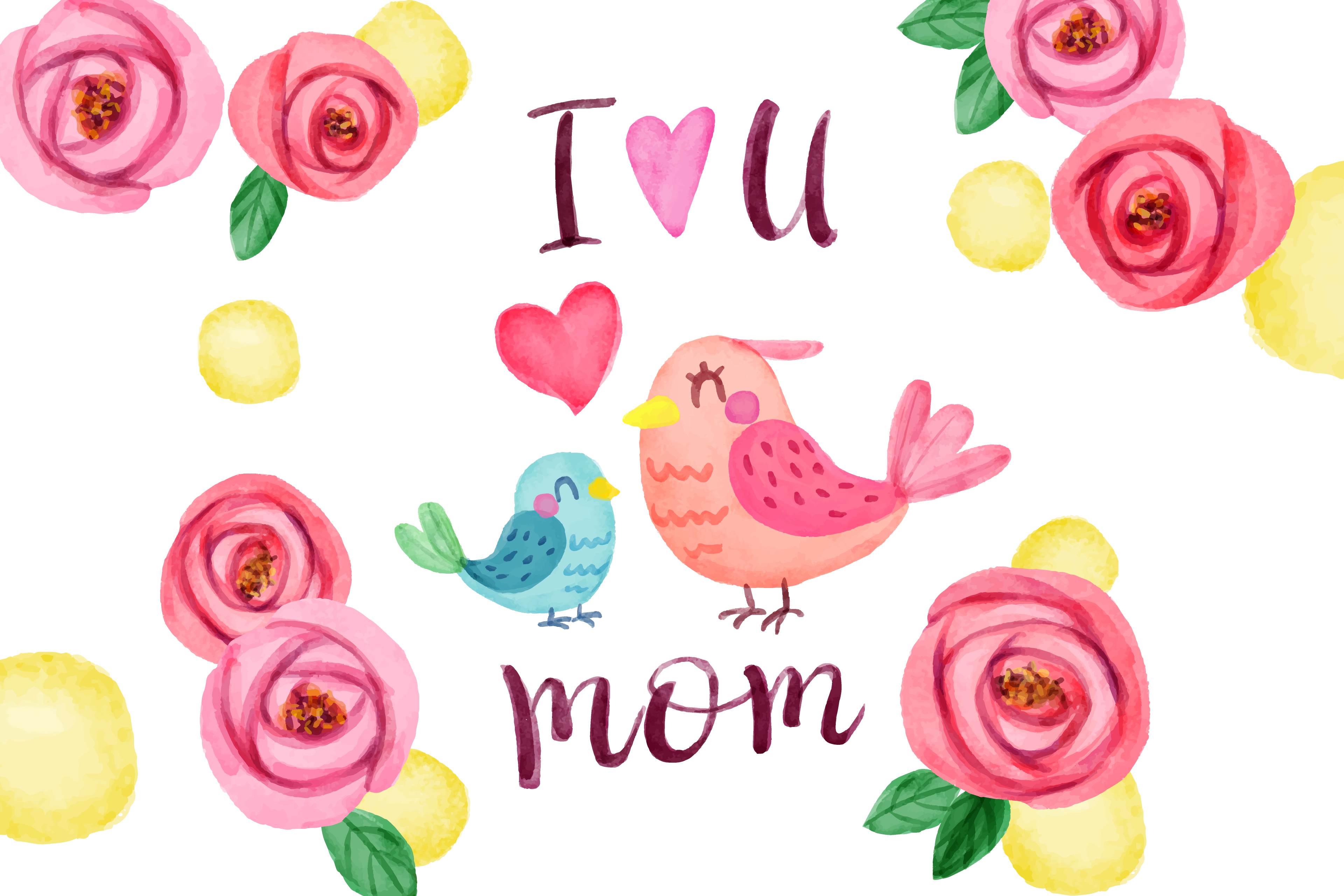 I Love You Mom Wallpaper 4K, Happy