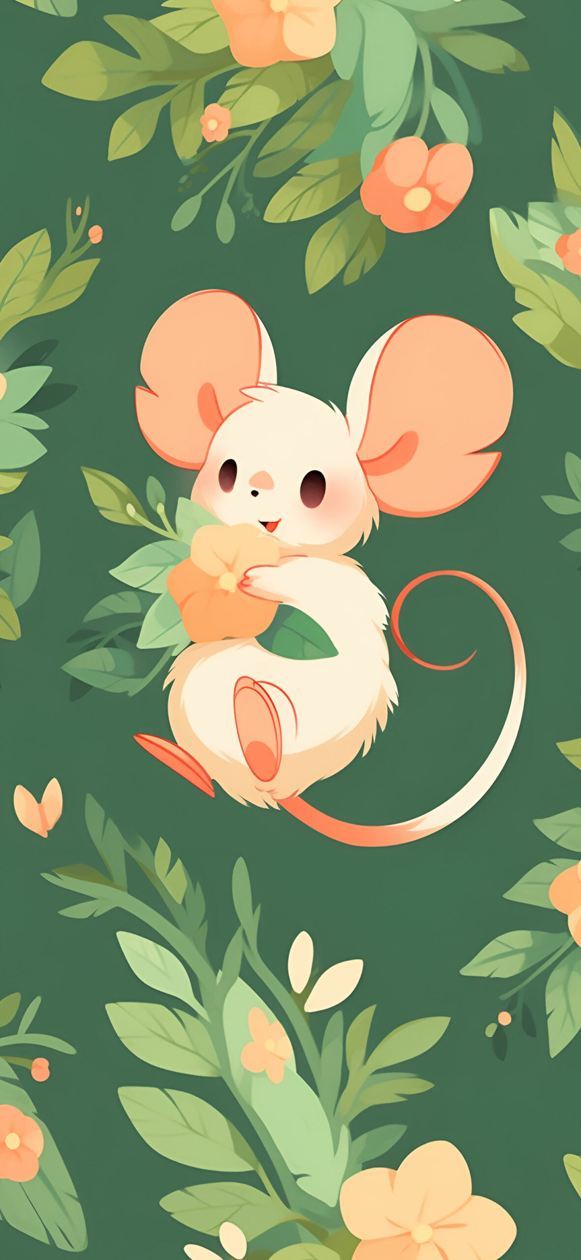 Adorable Mouse with Pink Flower