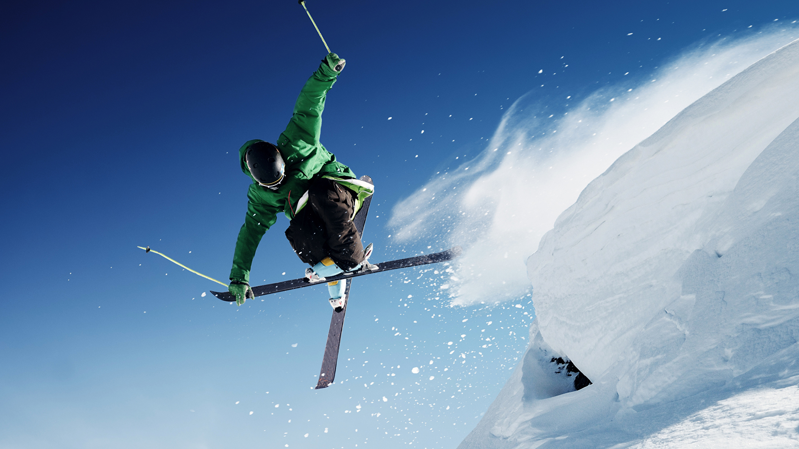 Men sports Jump Snow Skiing 2560x1440