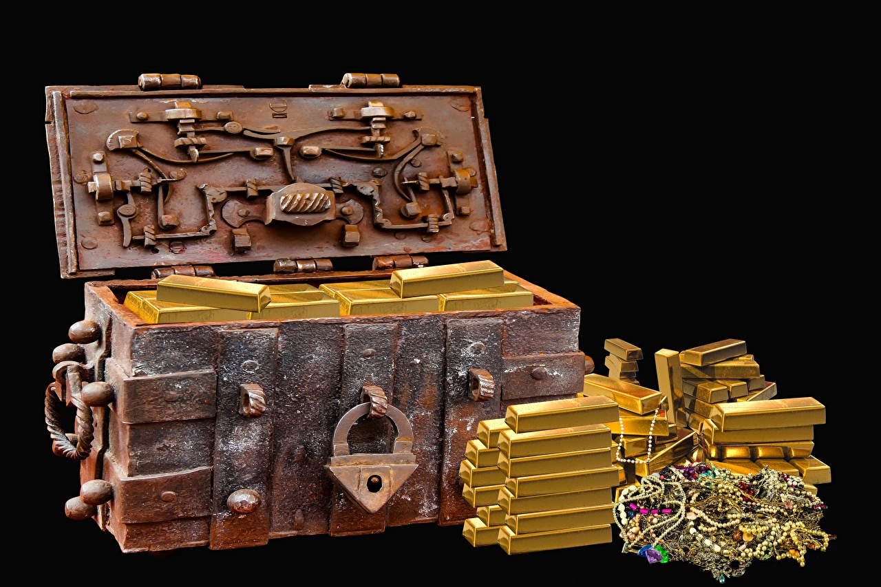 Photo Gold Treasure chest coffer Ingots