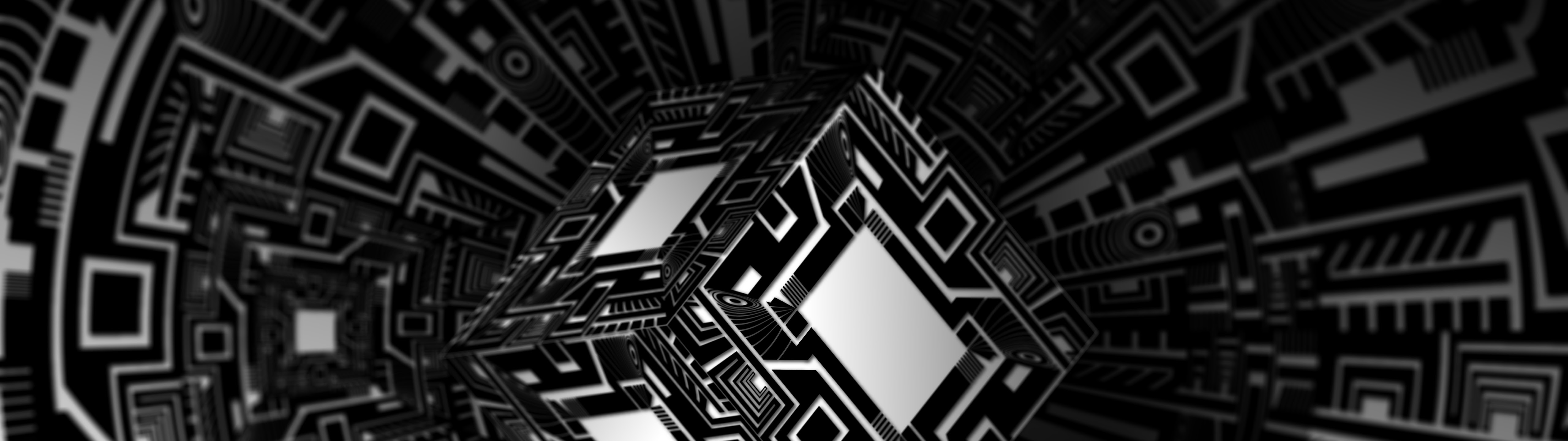 Black Abstract Cube 3D 8K Wallpaper