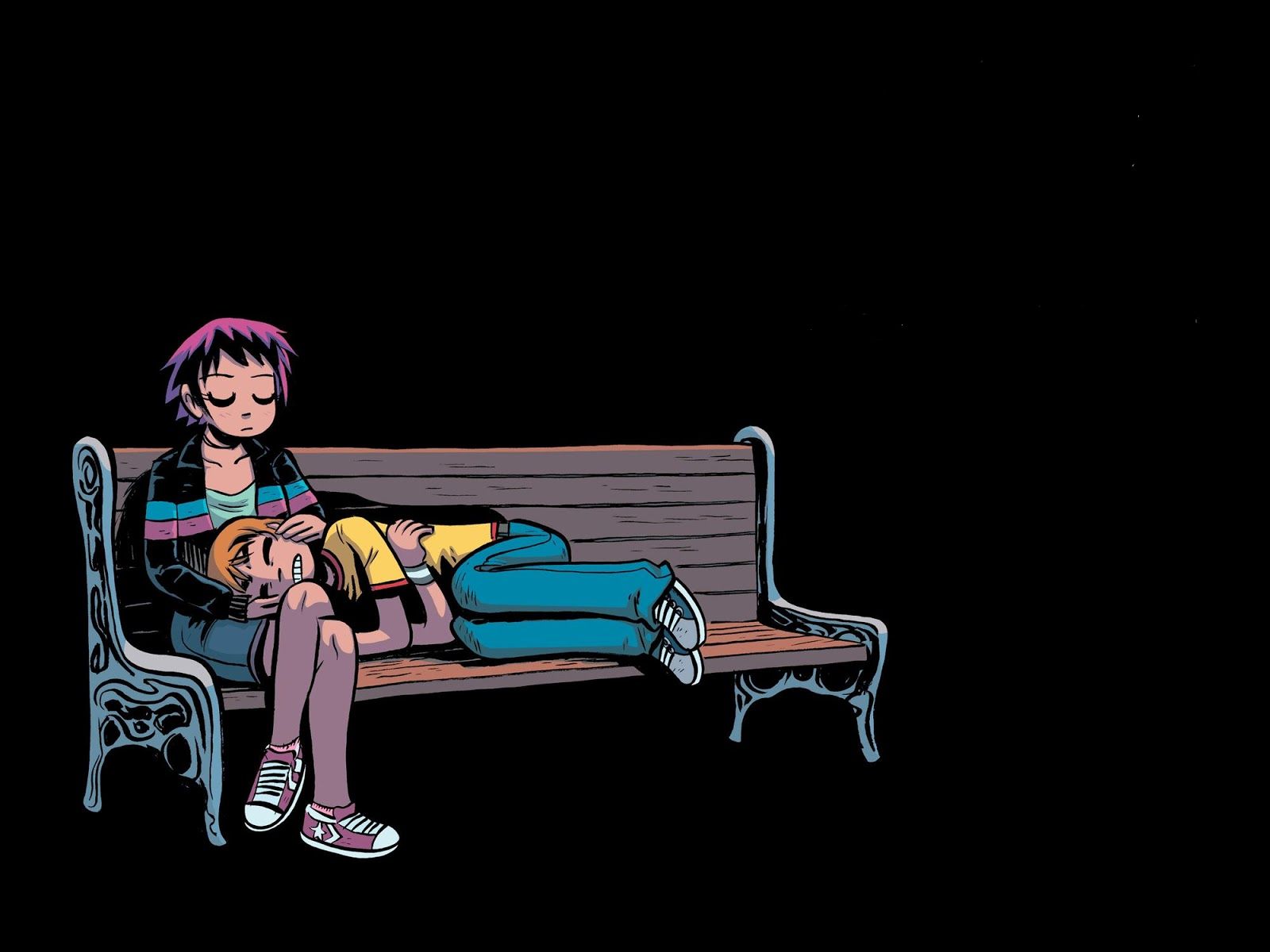 HD desktop wallpaper: Bench, Comics