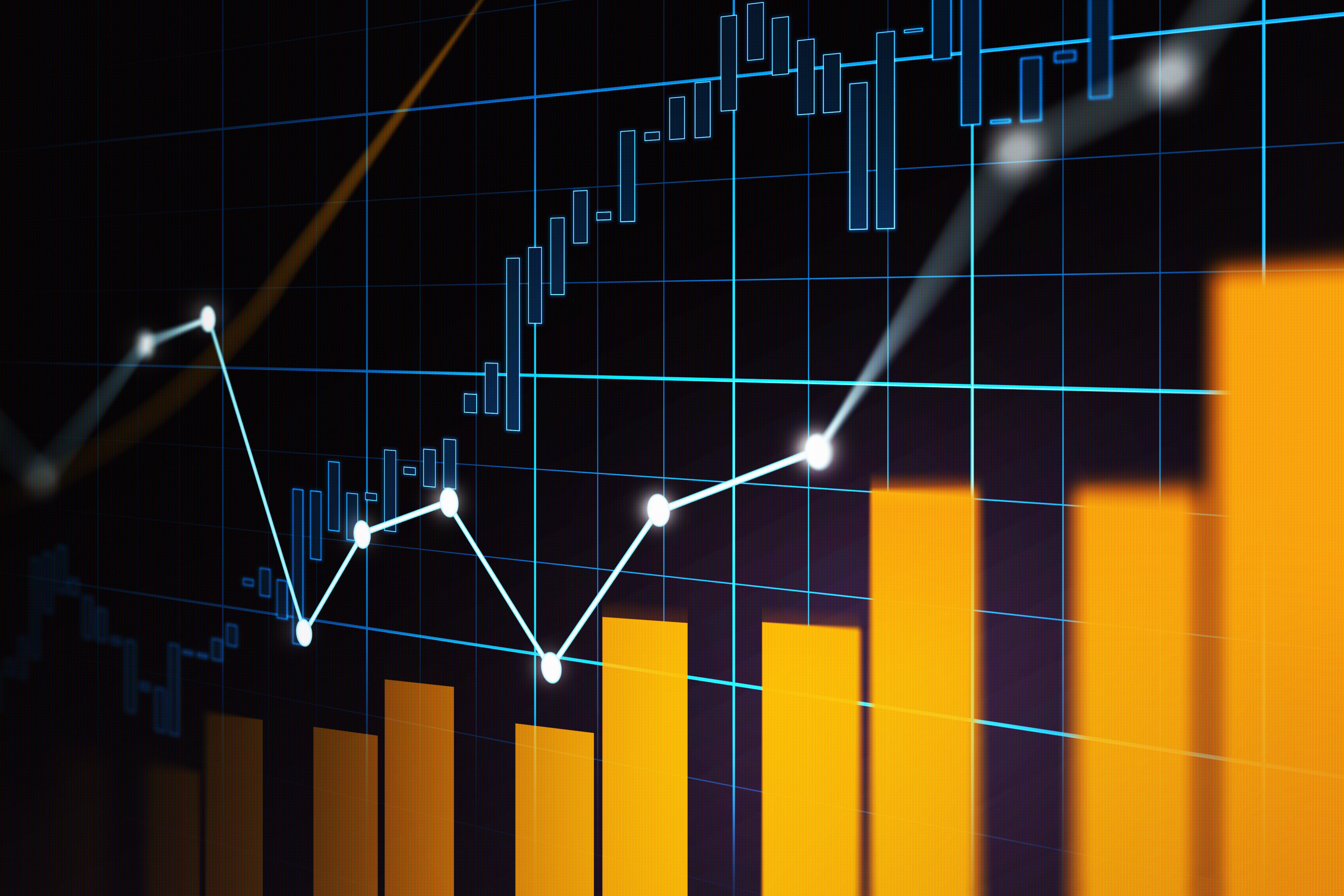 Stock market or forex trading graph