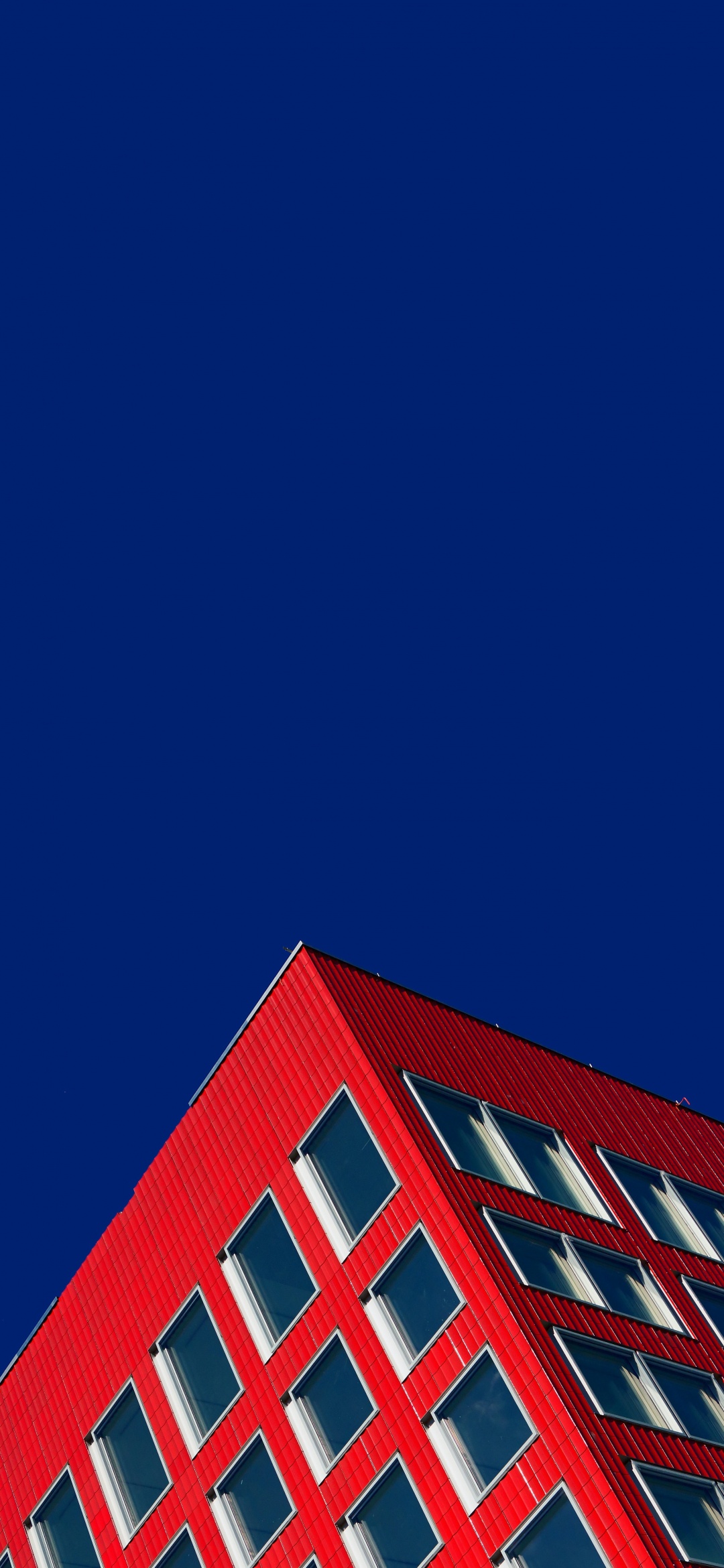 Red Building Wallpaper 4K, Blue Sky