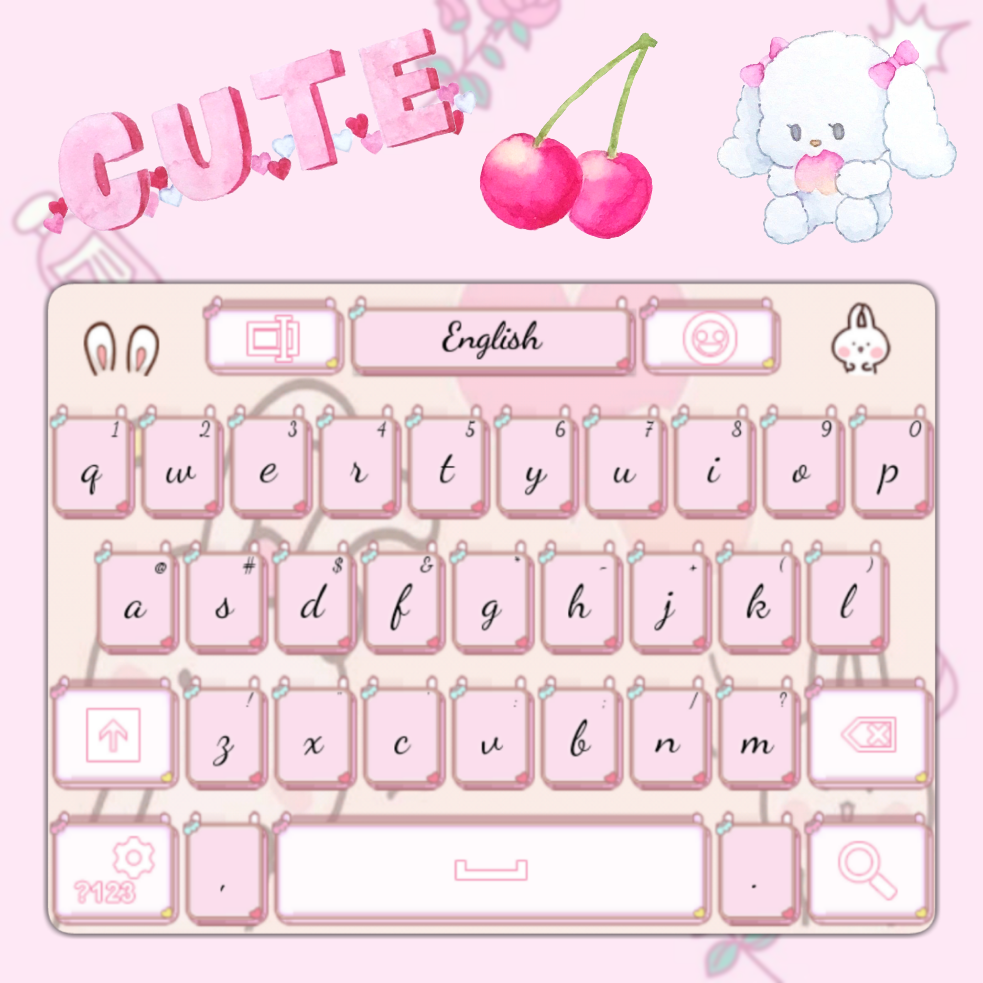 CUTE PINK RABBIT GO KEYBOARD THEME
