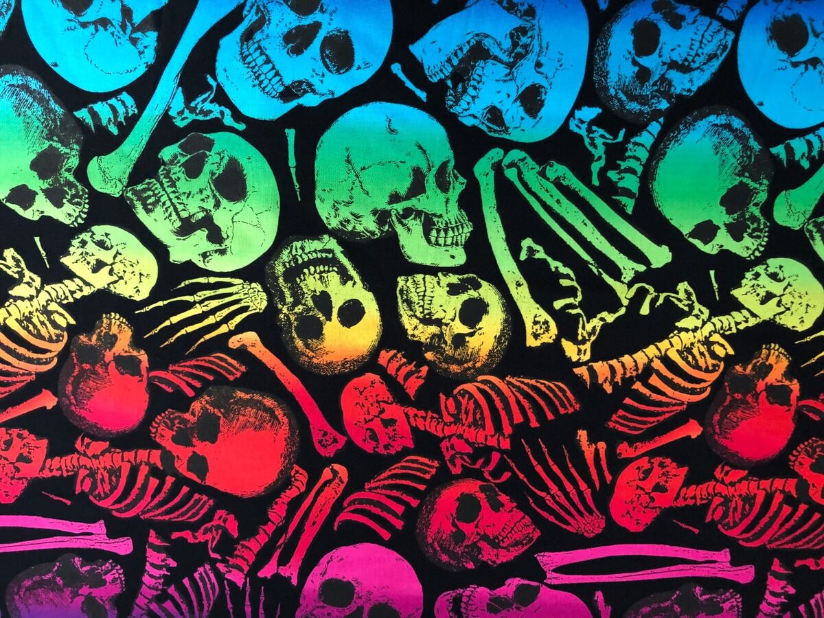 Spooky Gothic Halloween Rainbow Skulls
