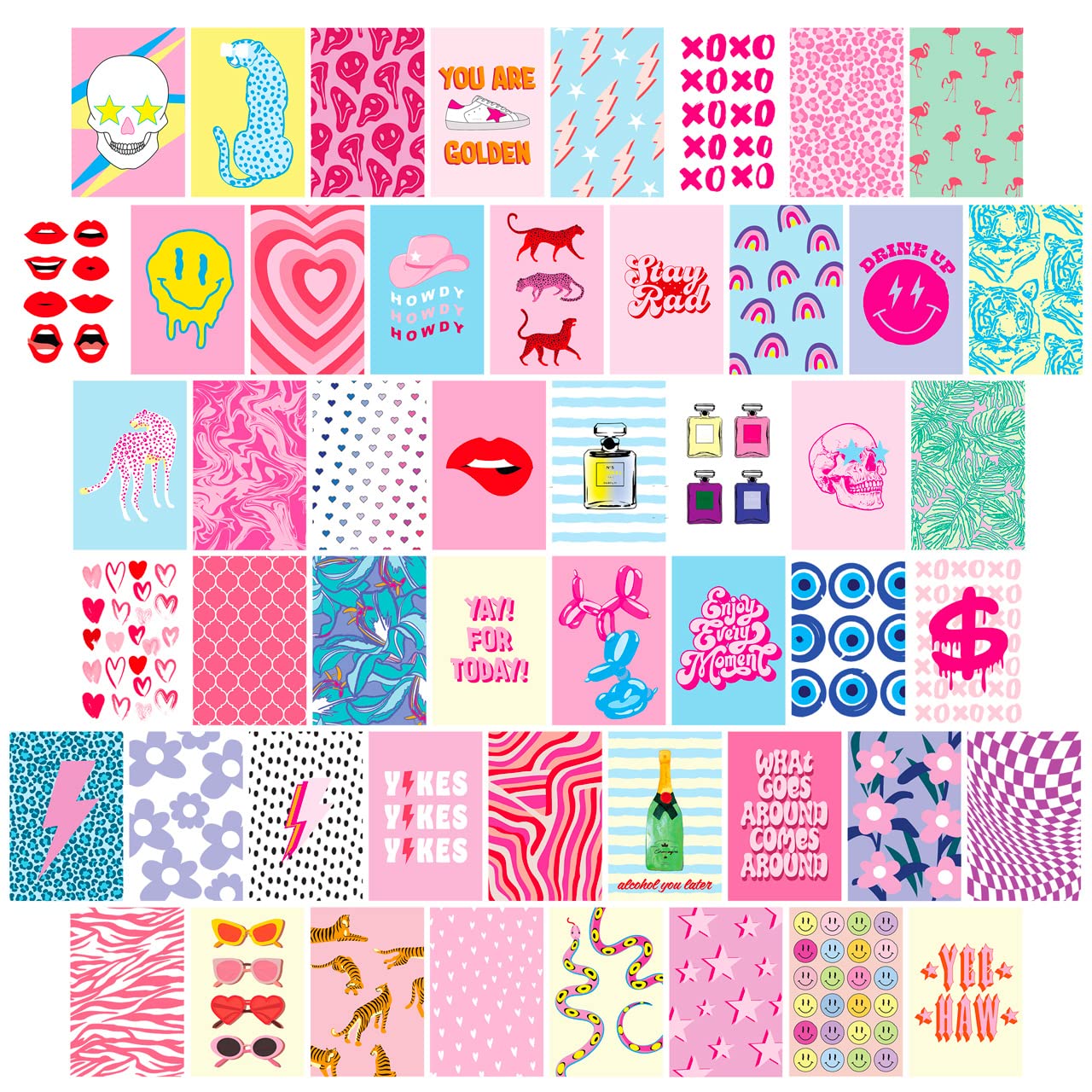 Cloncep Design Preppy Room Decor Collage Kit, 50 Pcs, 4x6 inch, Preppy Stuff Decor for Wall, Preppy Wall Collage, Preppy Picture for Wall, Aesthetic