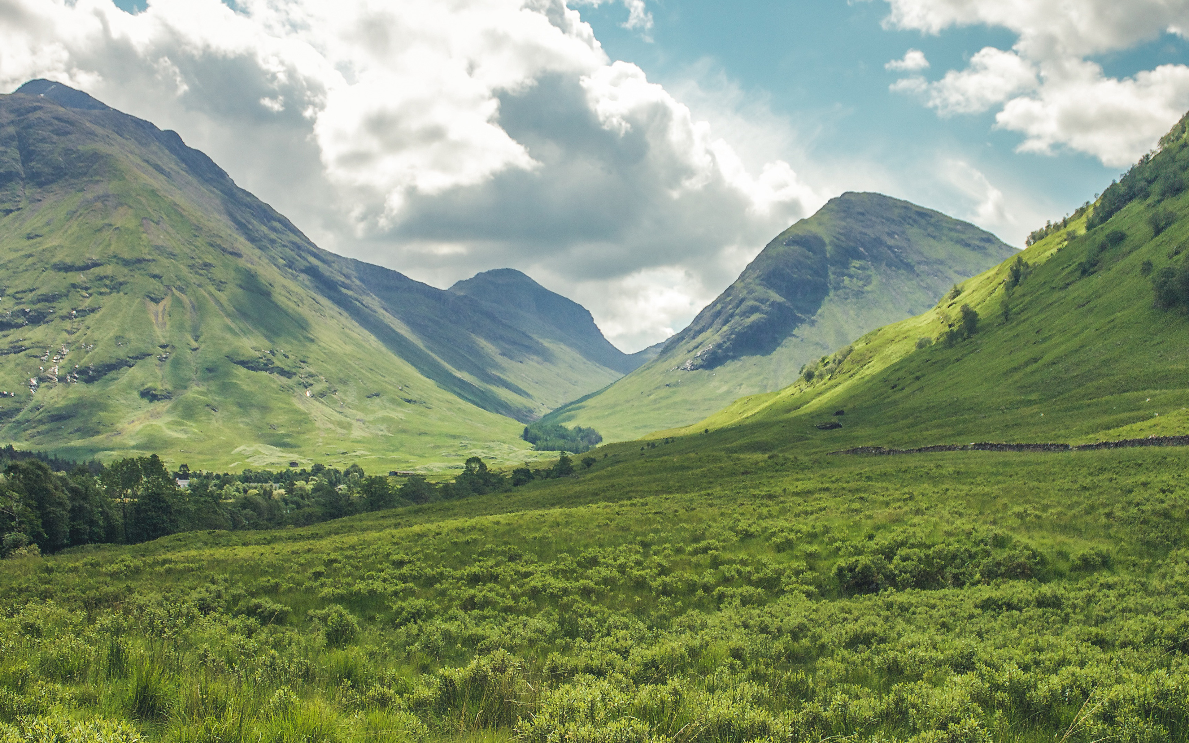 Spring Mountain Green Field Cloud Sky
