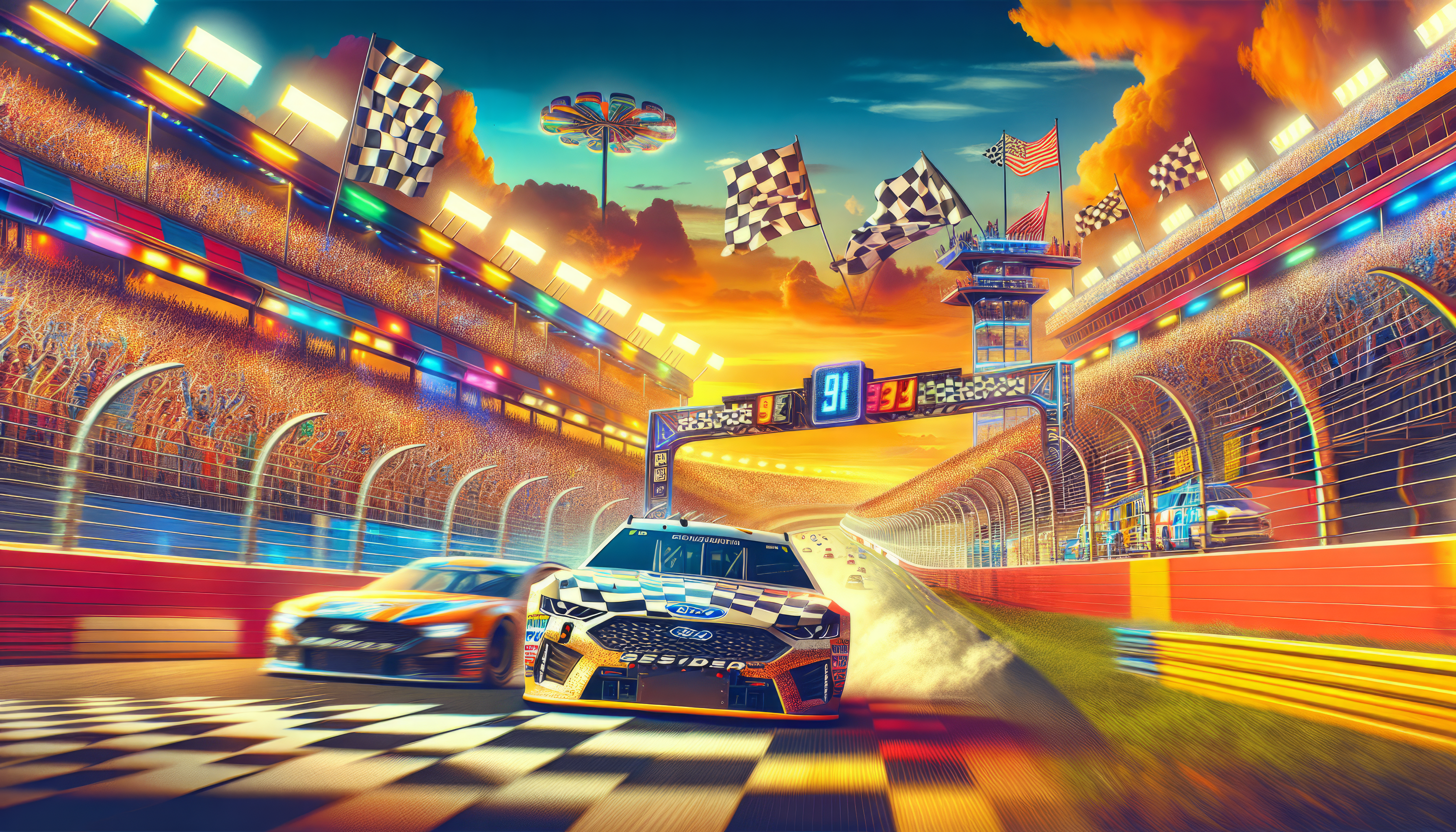 Racing Cars on Track HD Wallpaper