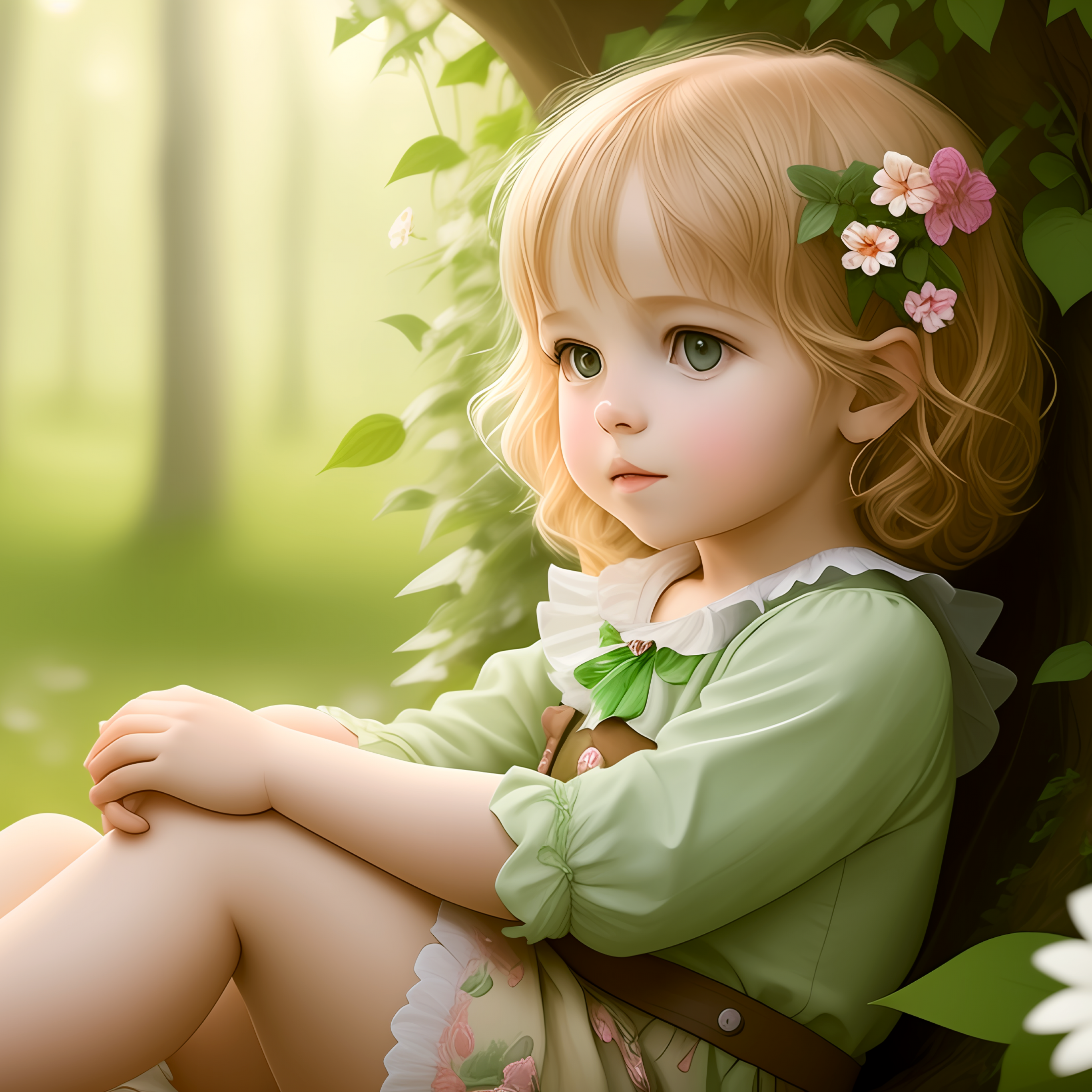 Cute child Wallpaper 4K, AI art, Spring