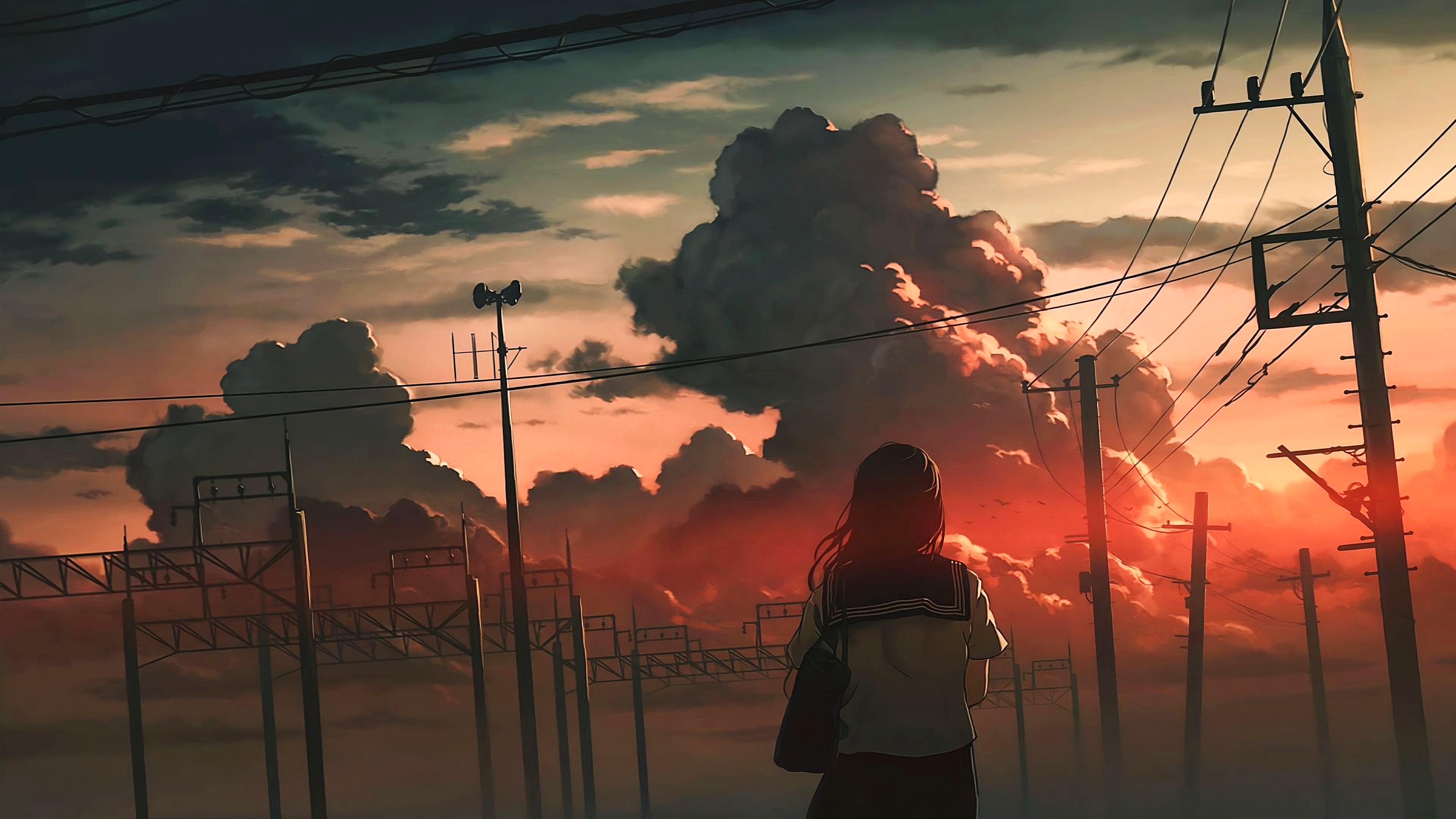 Anime girl walking [3840 x 2160], r