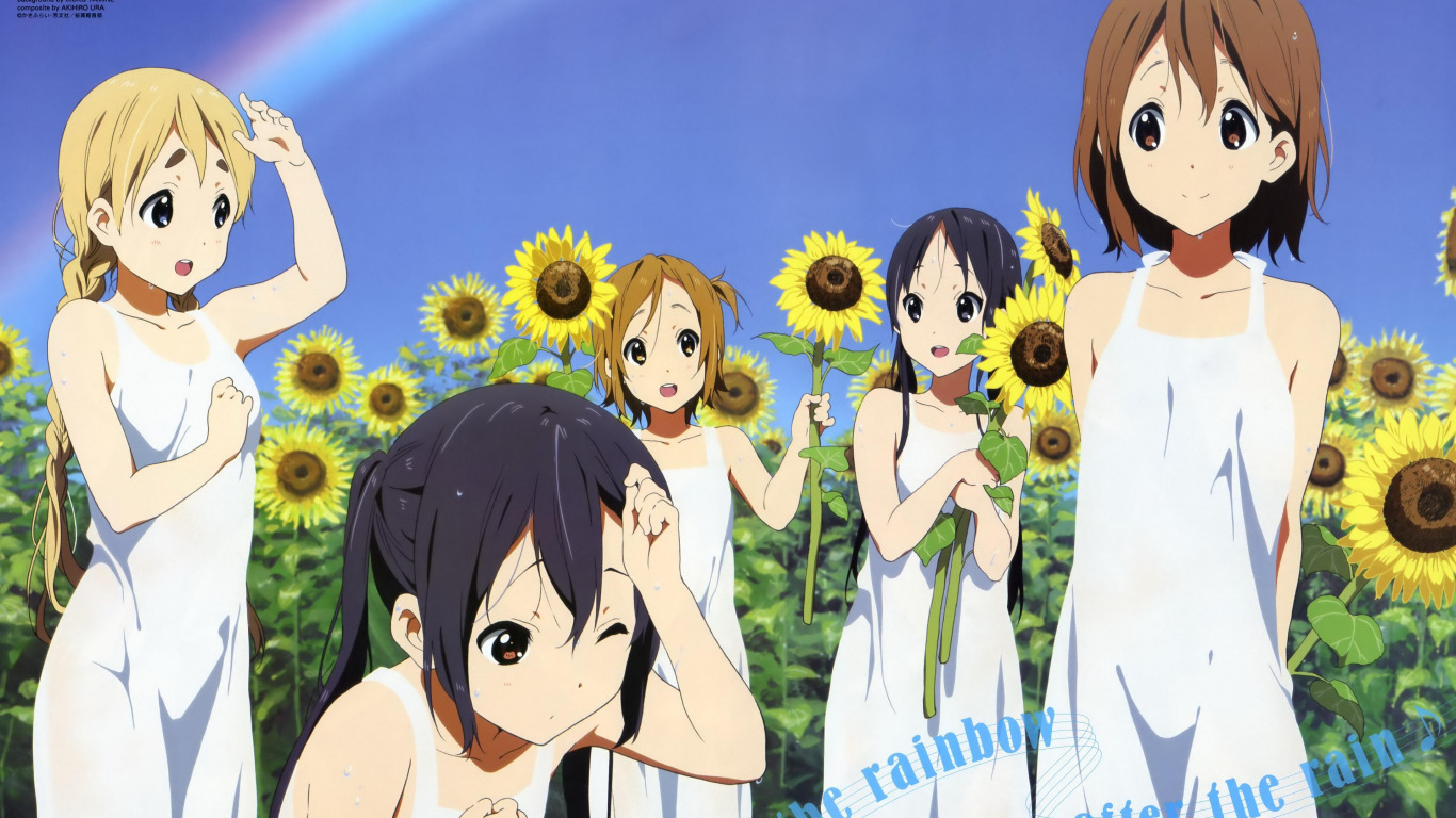 sun, flowers, sunflower, rainbow
