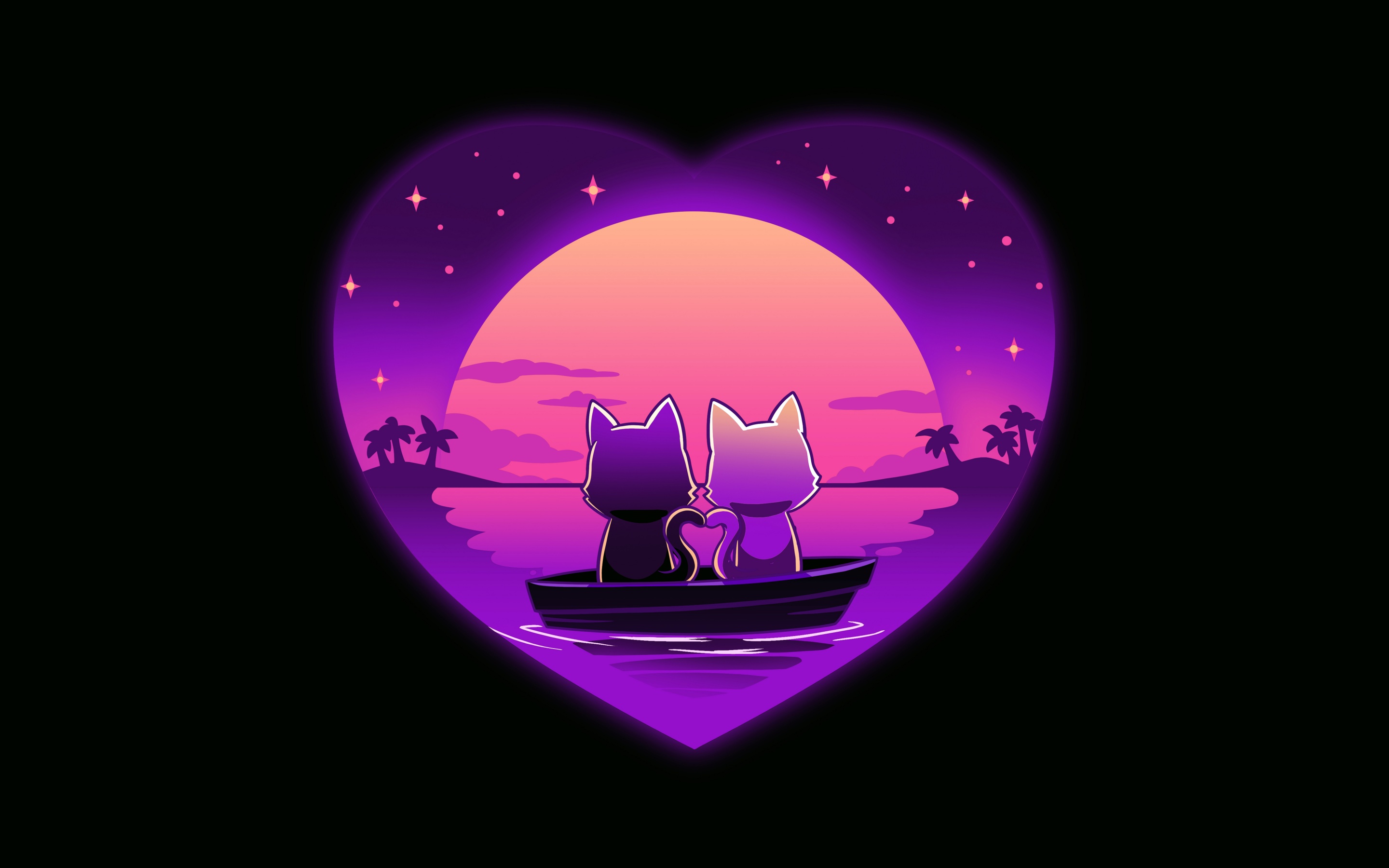 Romantic Wallpaper 4K, Sunset, Love heart