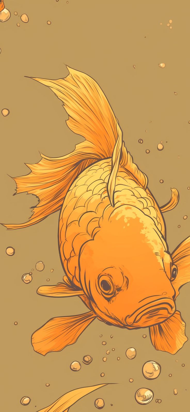Orange Koi Carp Brown Wallpaper