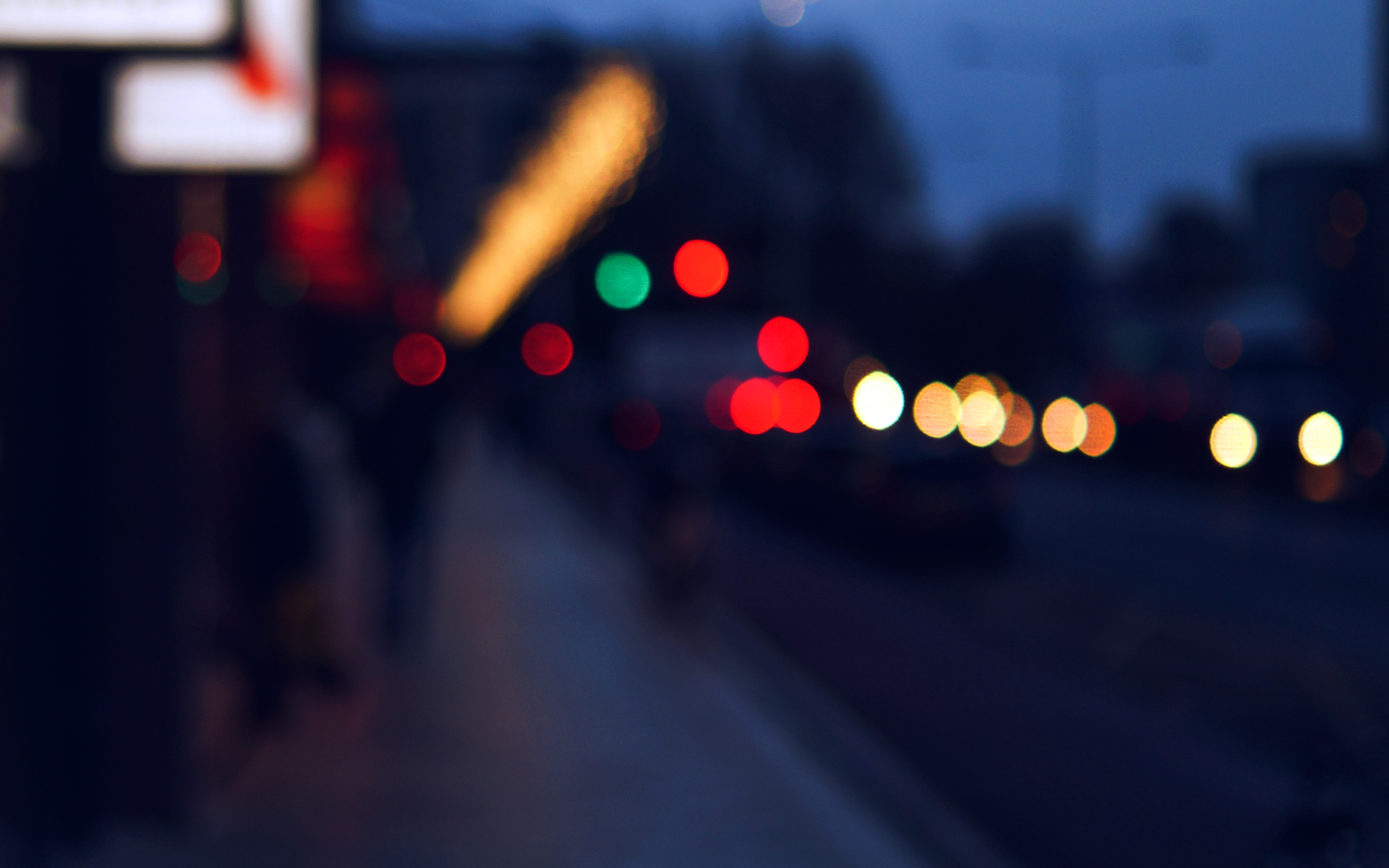 Bokeh Street Lights City Art Blue