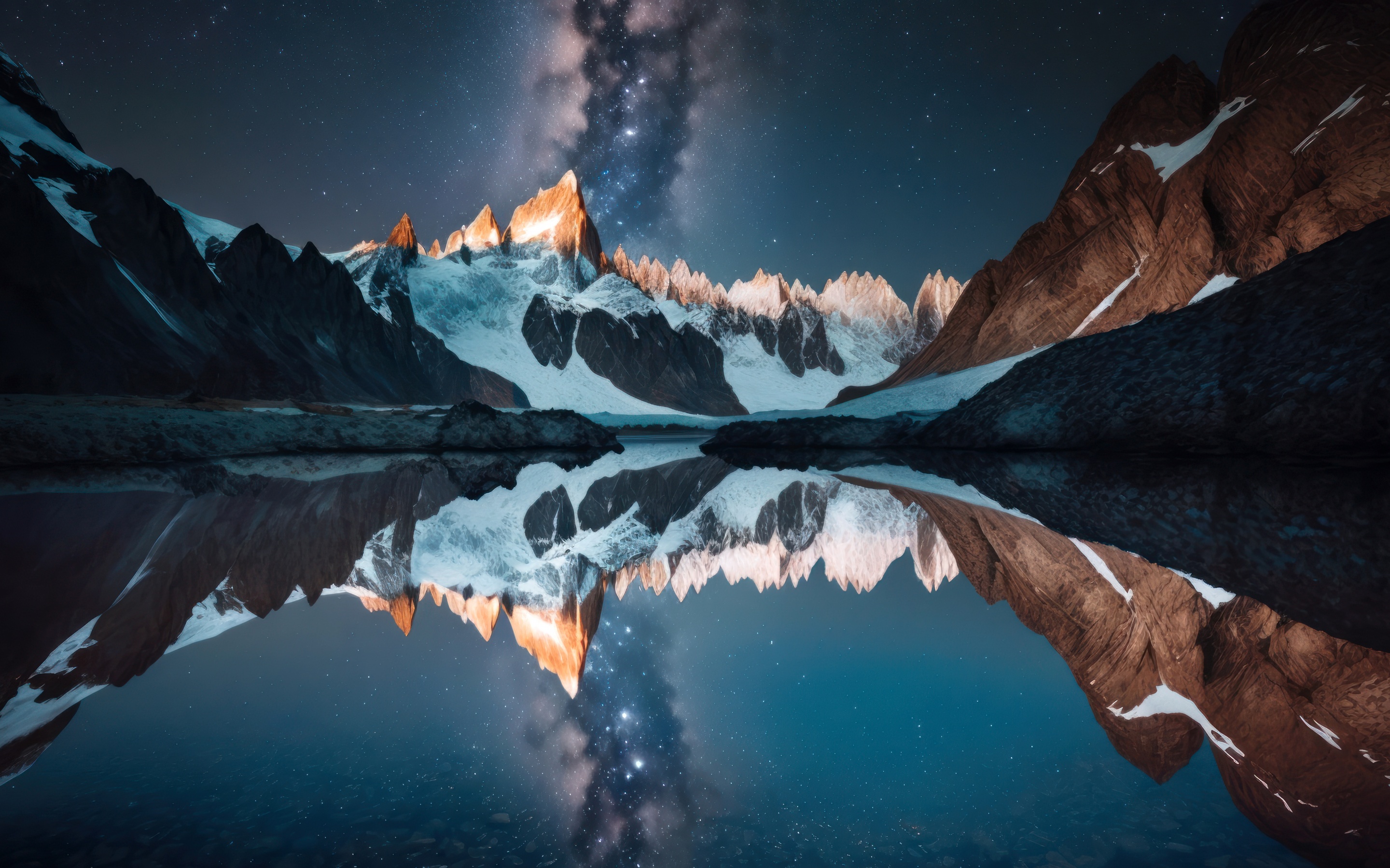 Mountains Wallpaper 4K, Milky Way