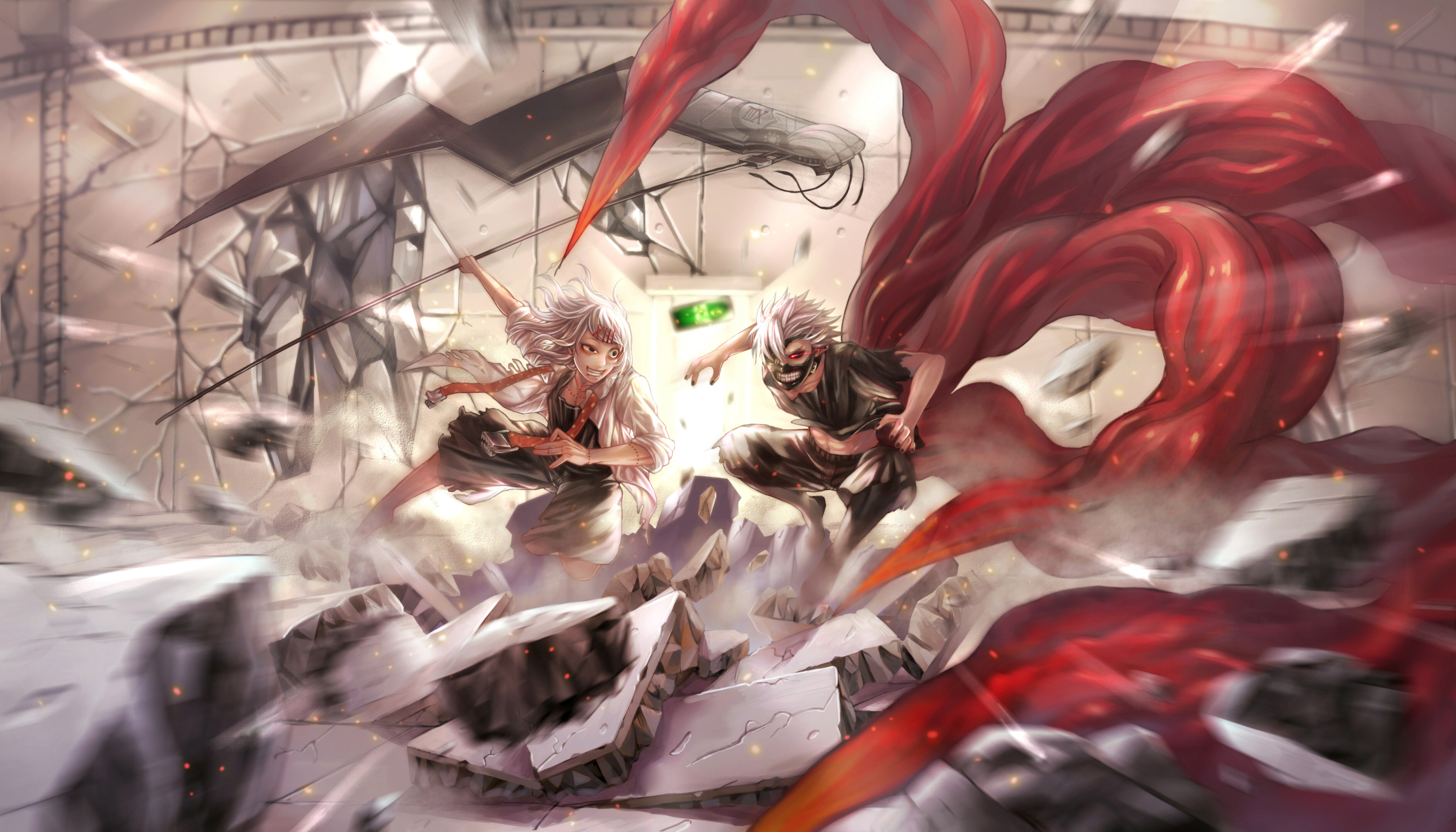 Anime, Weapon, Mask, Scythe, Red Eyes