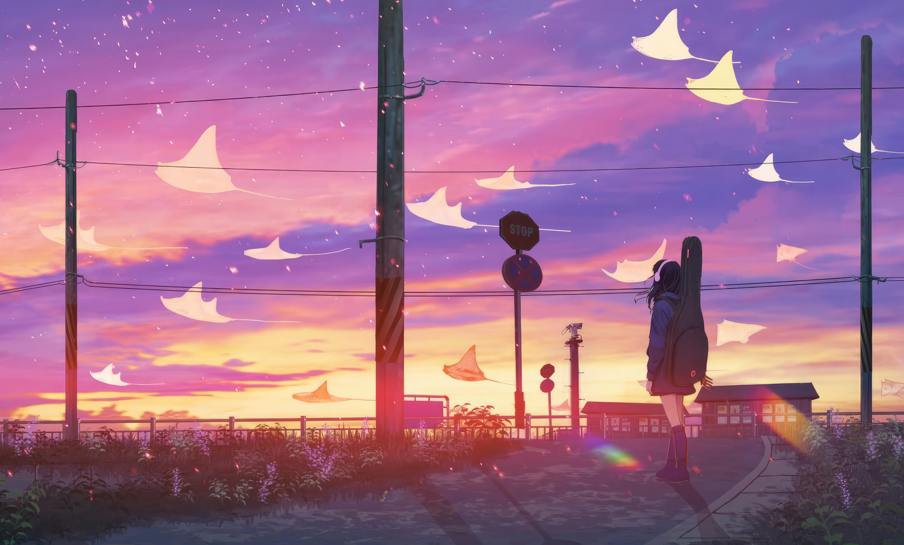 Anime Girl Dreamy Skies Wallpaper, HD