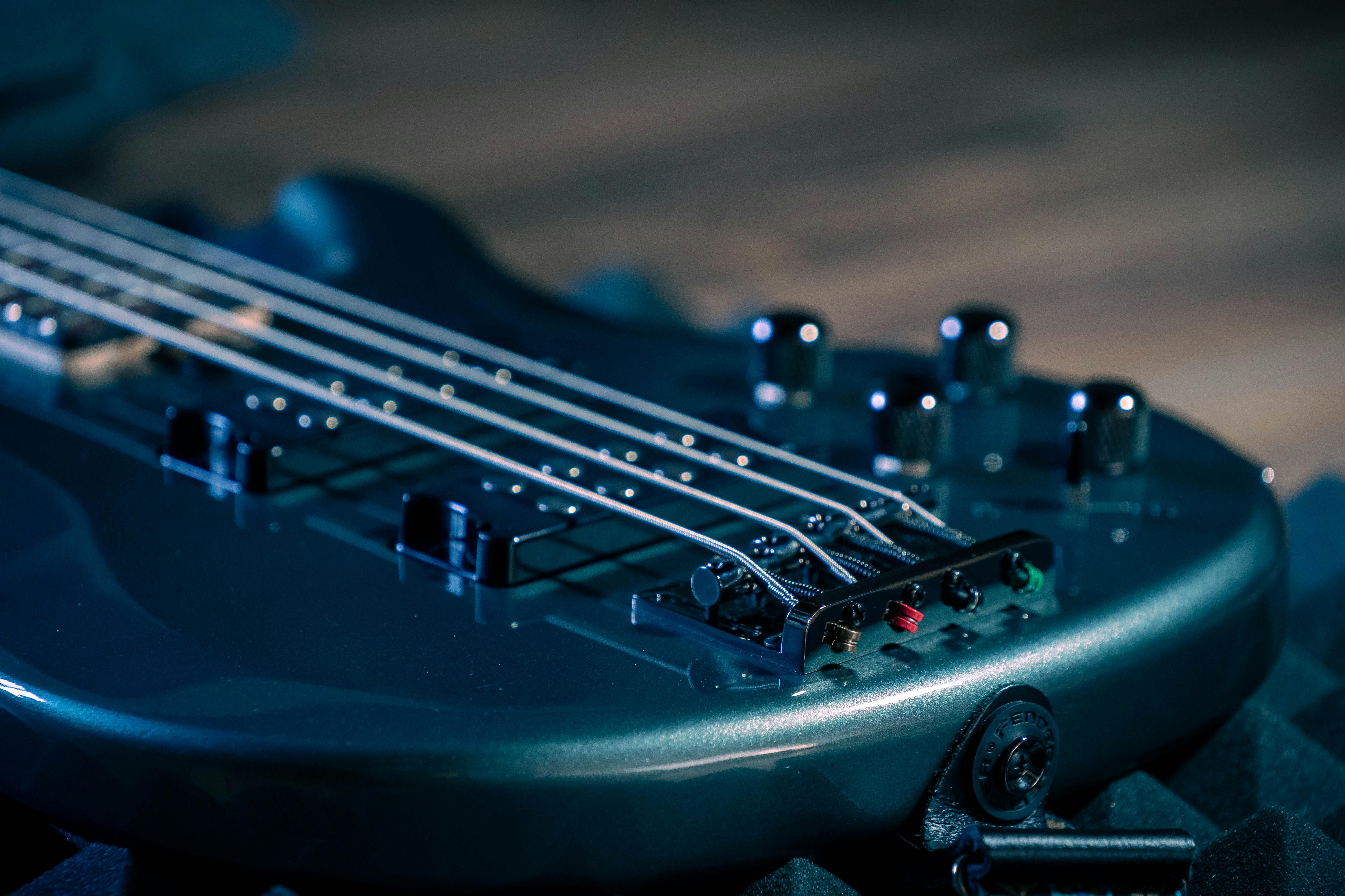 Dark Blue Bass Guitar · Free