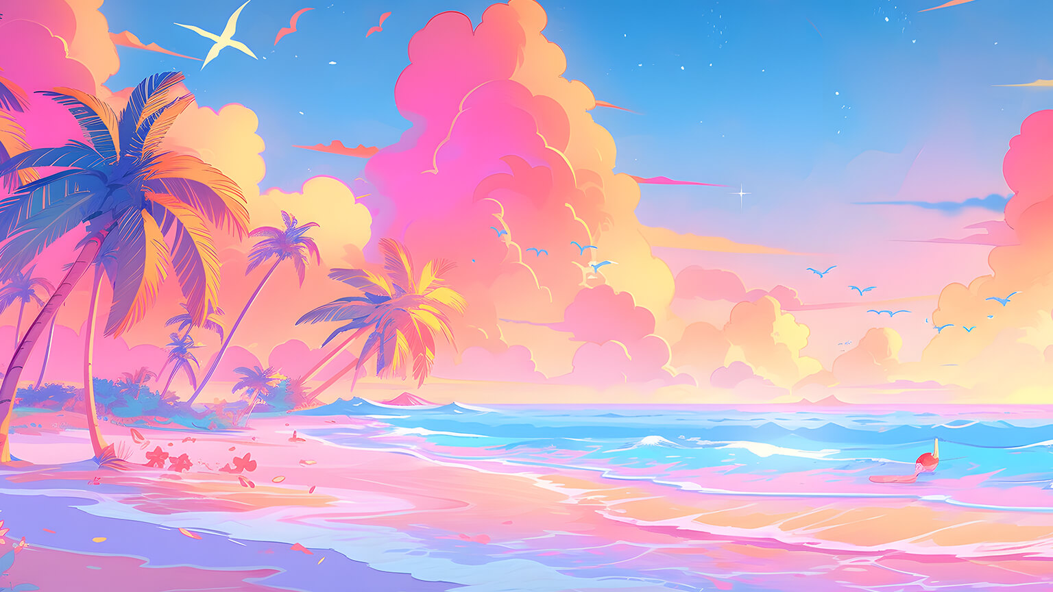 Colorful Summer Beach Desktop Wallpaper