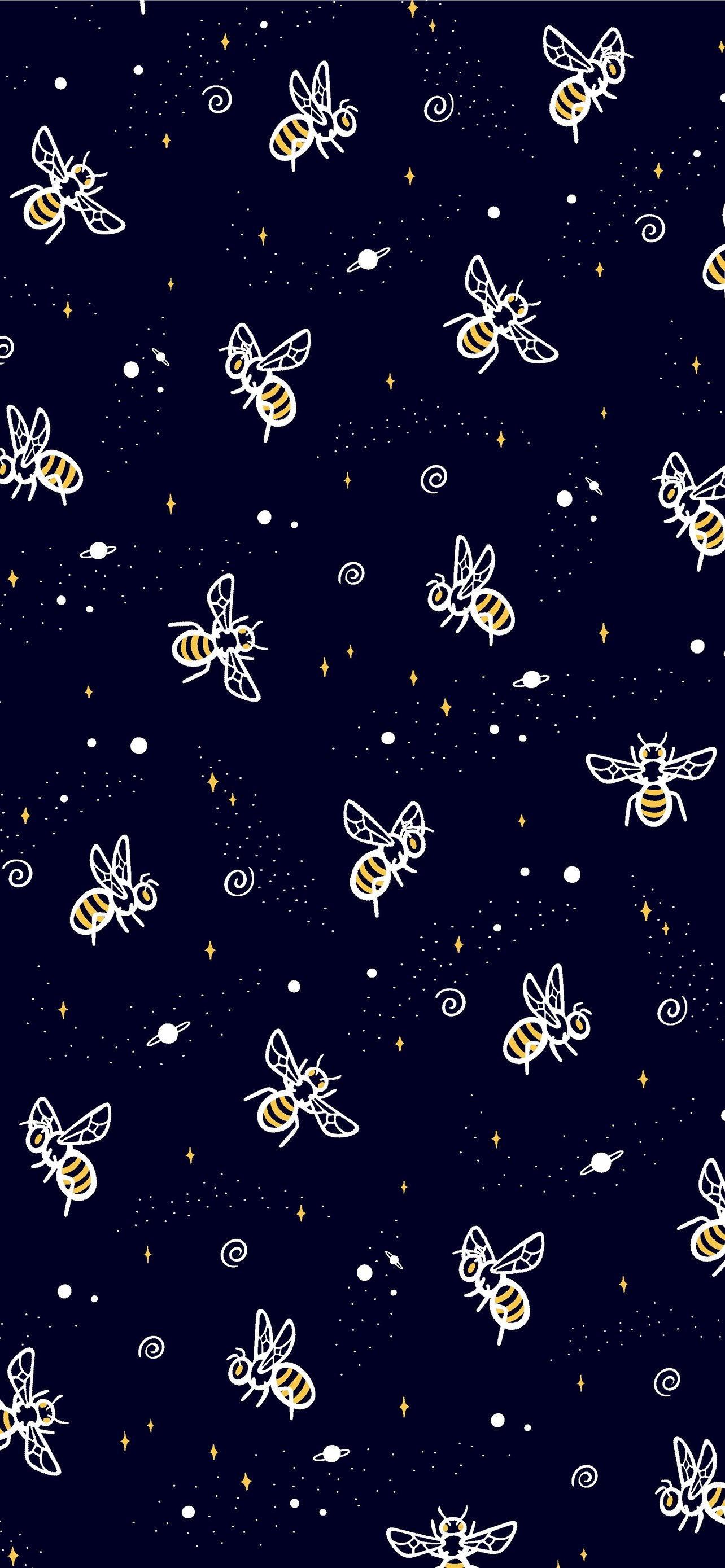 Bee pattern. Cute flying bees insects