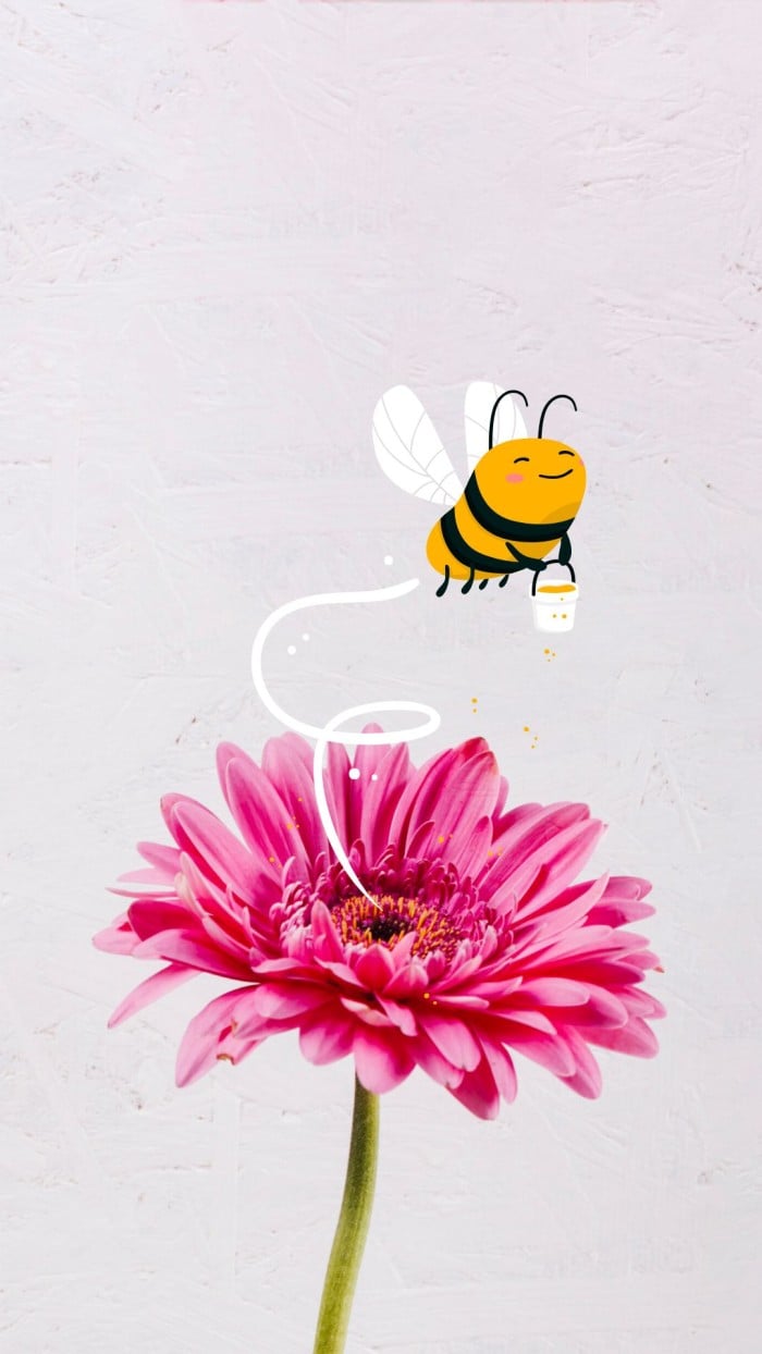 Cute Bee Flower Mobile Wallpaper