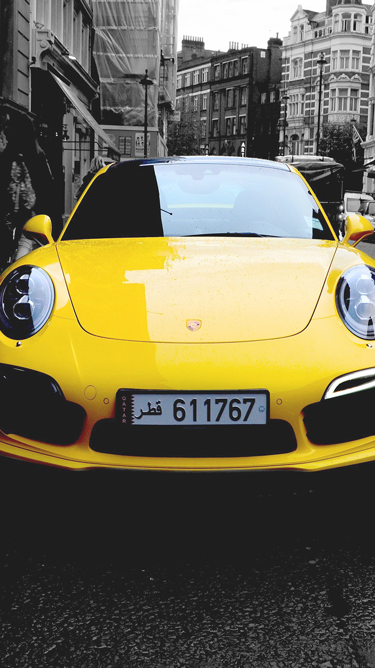 Porche Street Car City Bw Yellow