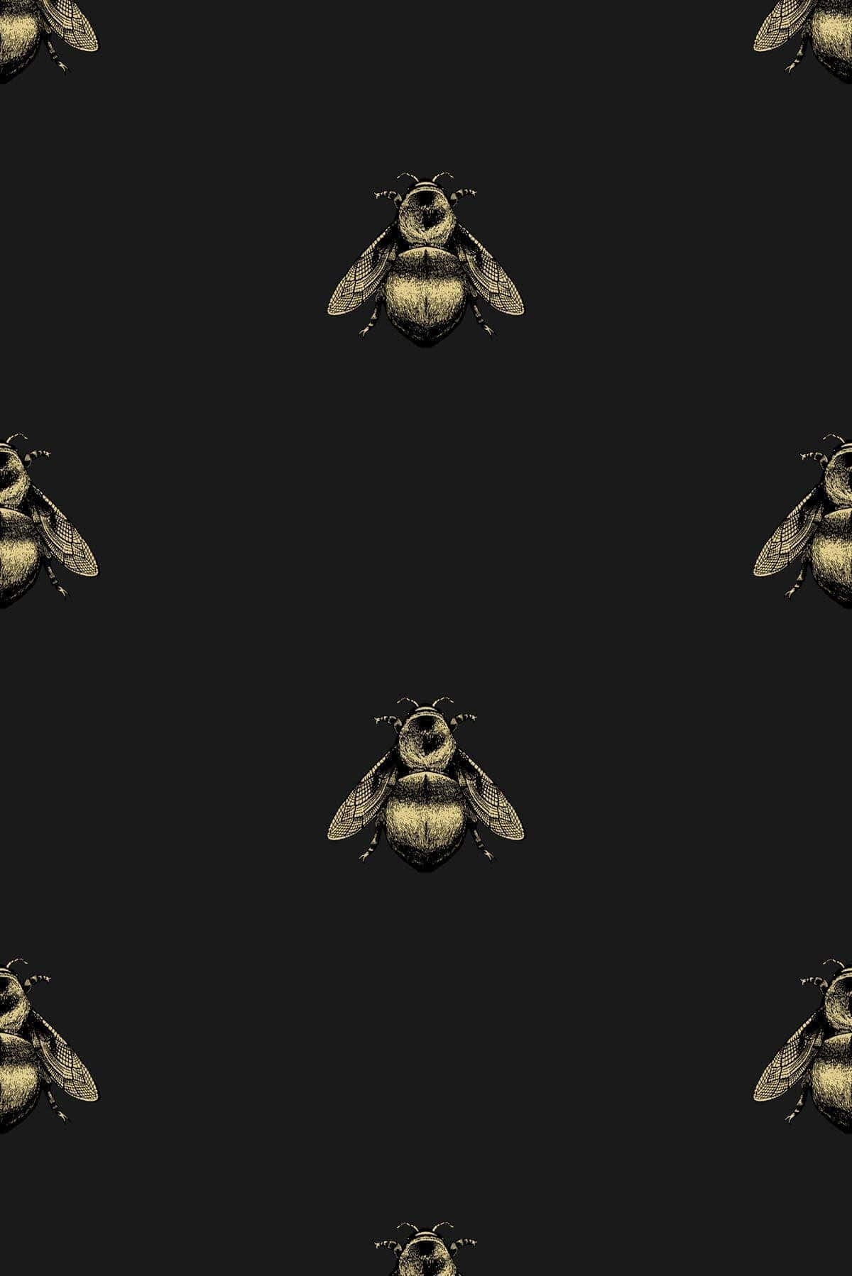 Bee Pattern Black iPhone Wallpaper