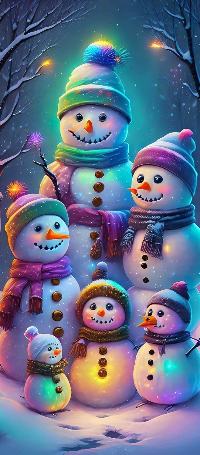 Snowman Family Wallpaper