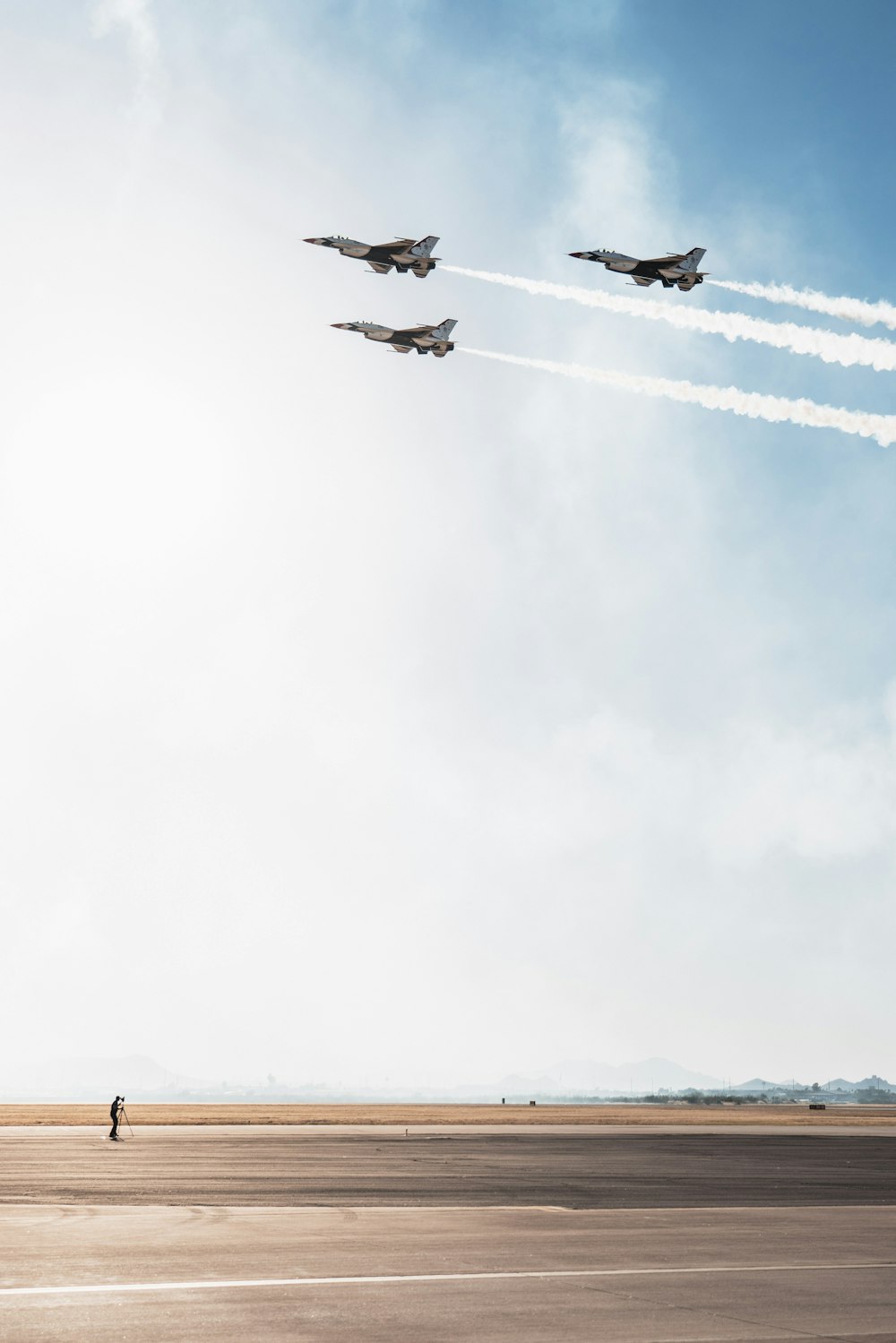 fighter jets flying through a blue sky
