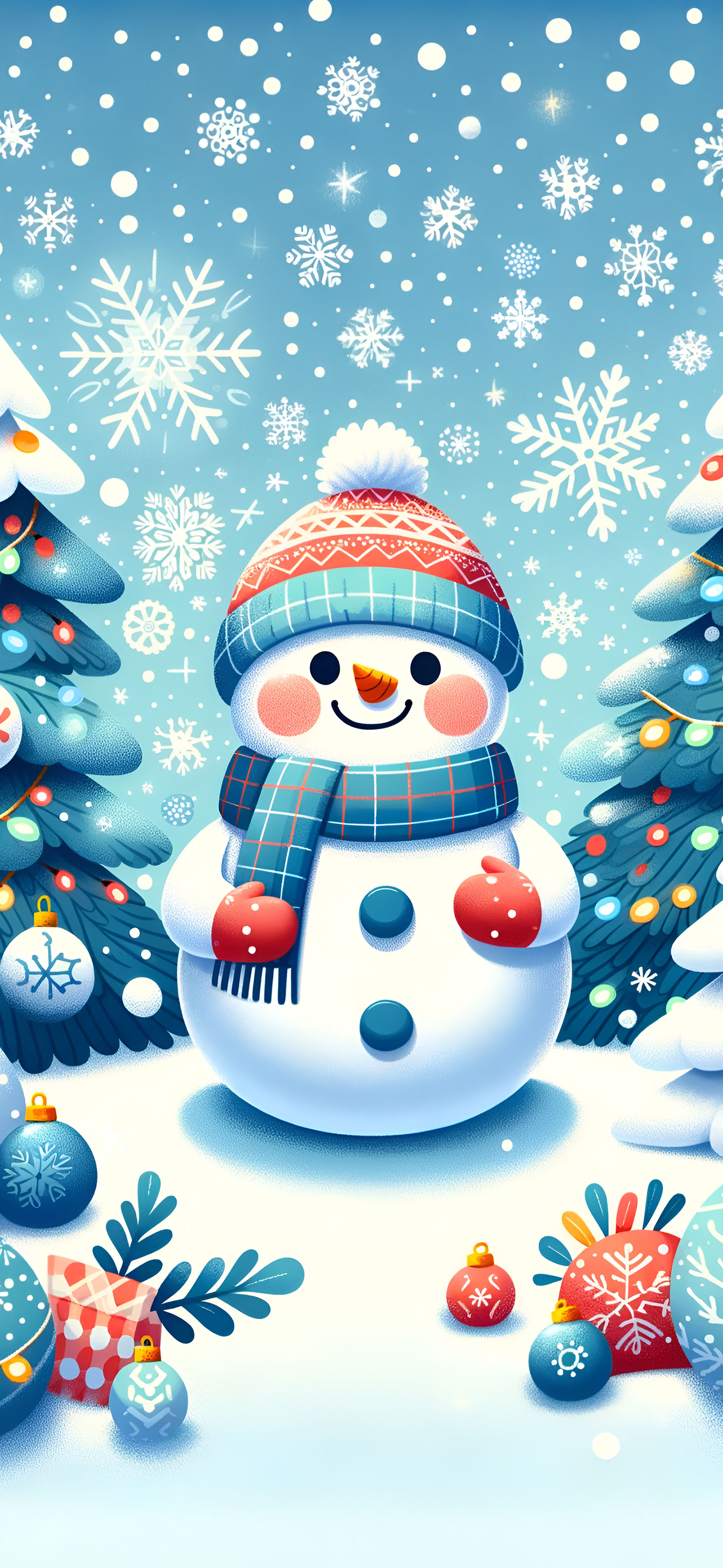 Happy Smiling Snowman Winter Wallpaper