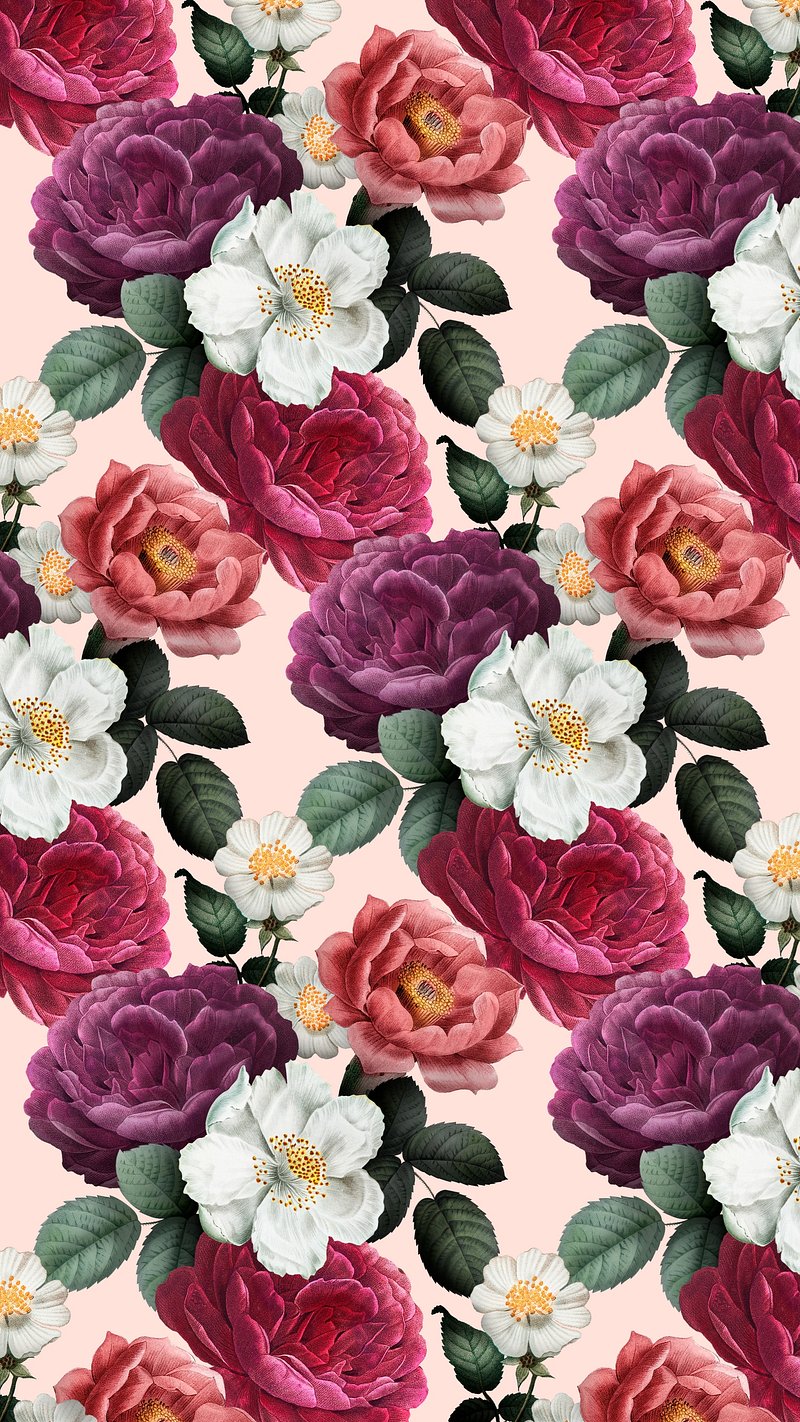Vintage flower pattern iPhone wallpaper