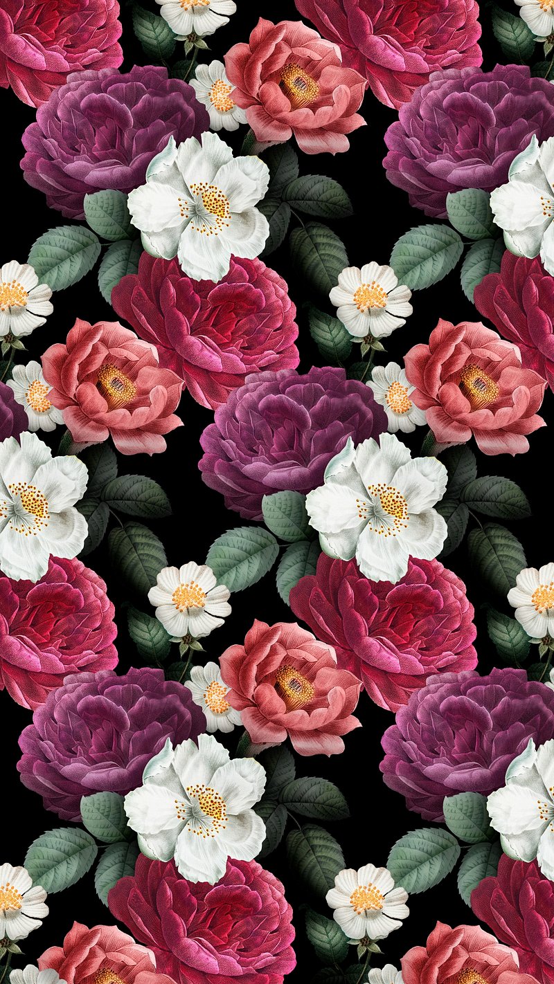 Vintage flower pattern iPhone wallpaper