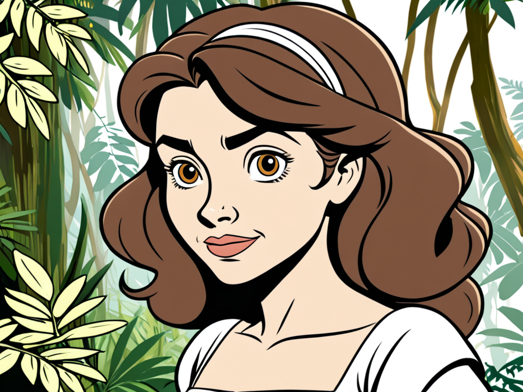 Jane Porter from cartoon Tarzan line art